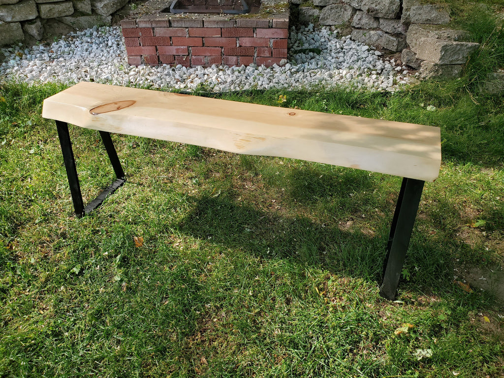 Shipping Included, Live Edge 4 Foot Pine Bench, Indoor/Outdoor Bench, Patio Furniture, Thick Slab