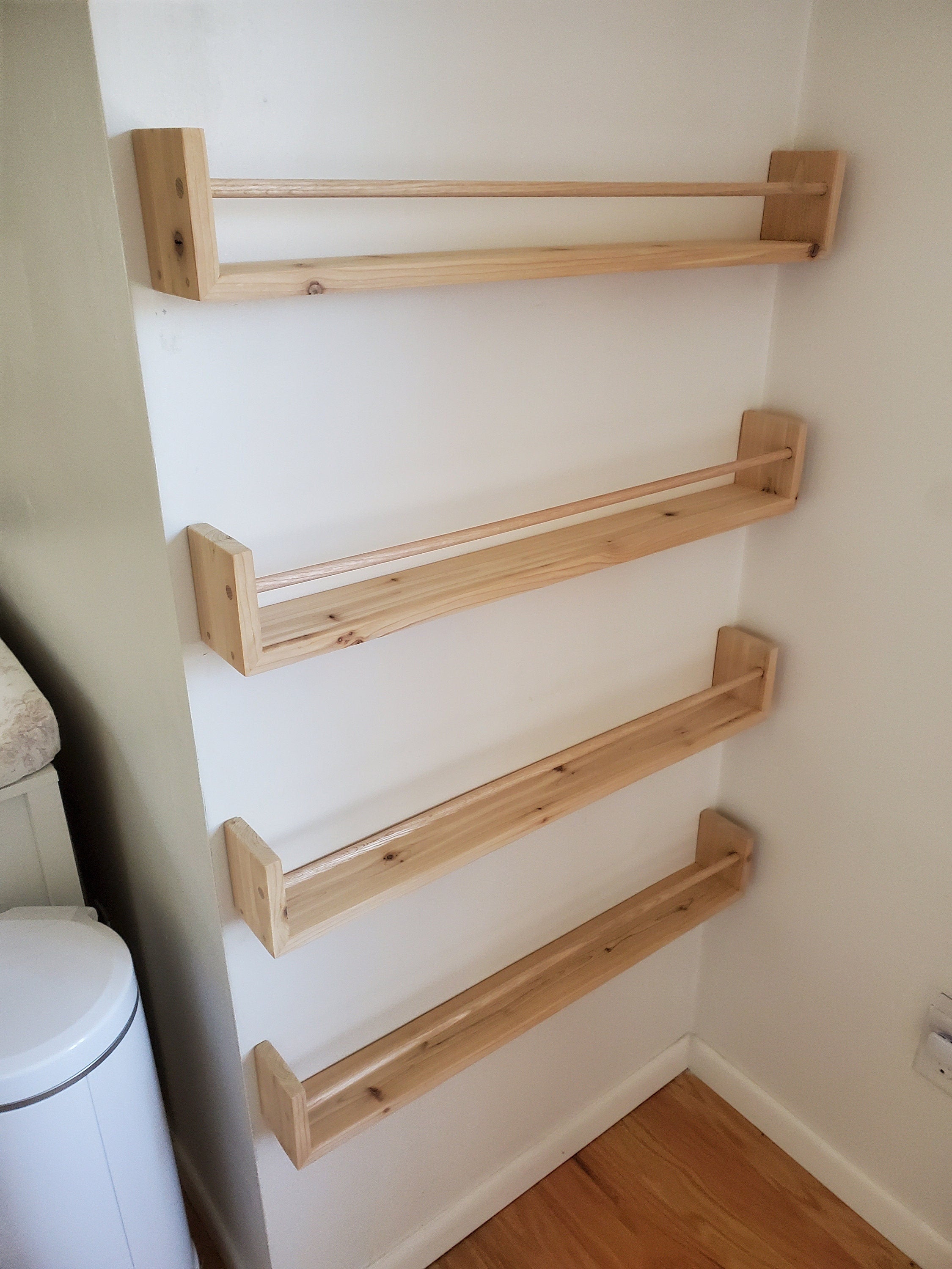 Shipping Included, Nursery Bookshelf, "Waterfall" Corner Joints, Natural Cedar (Custom Sizing Available) Small Space Shelf, Bookshelf, Joinery