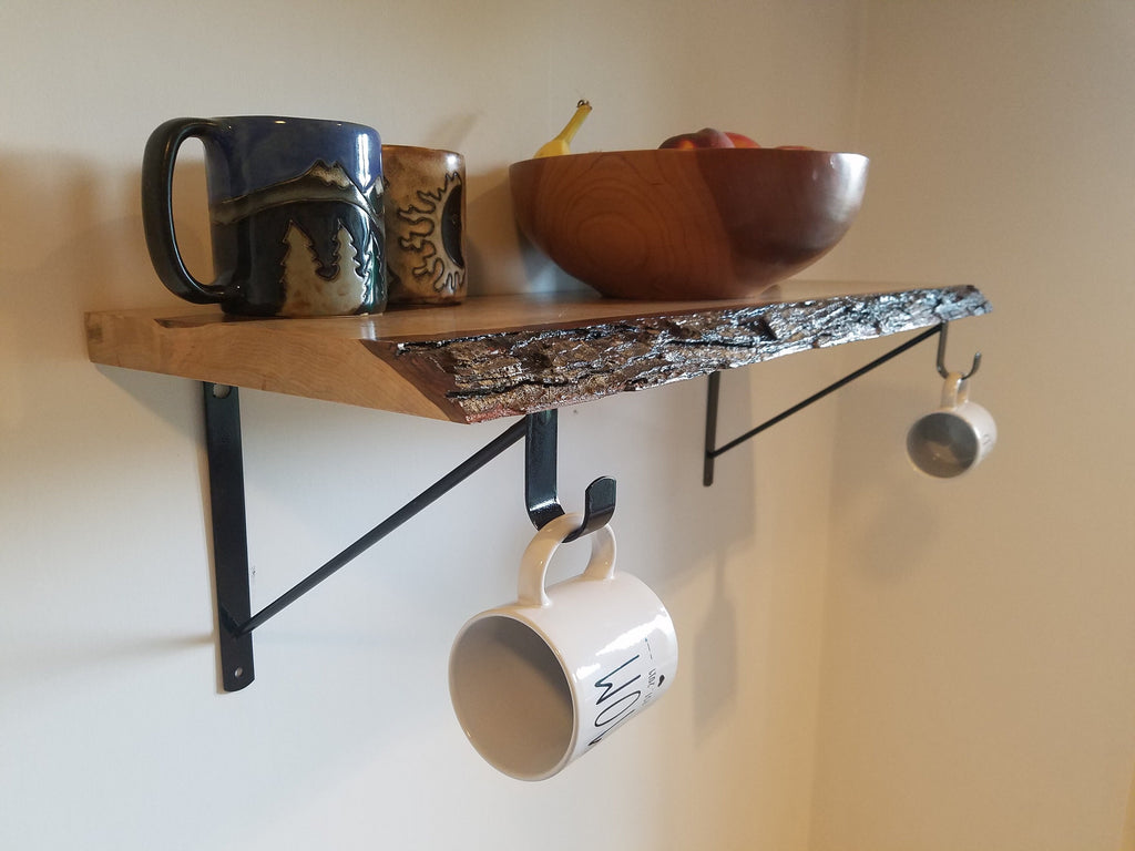 Shipping Included, Hard Maple, Small Space, Live Edge Shelf, Kitchen, Cabin
