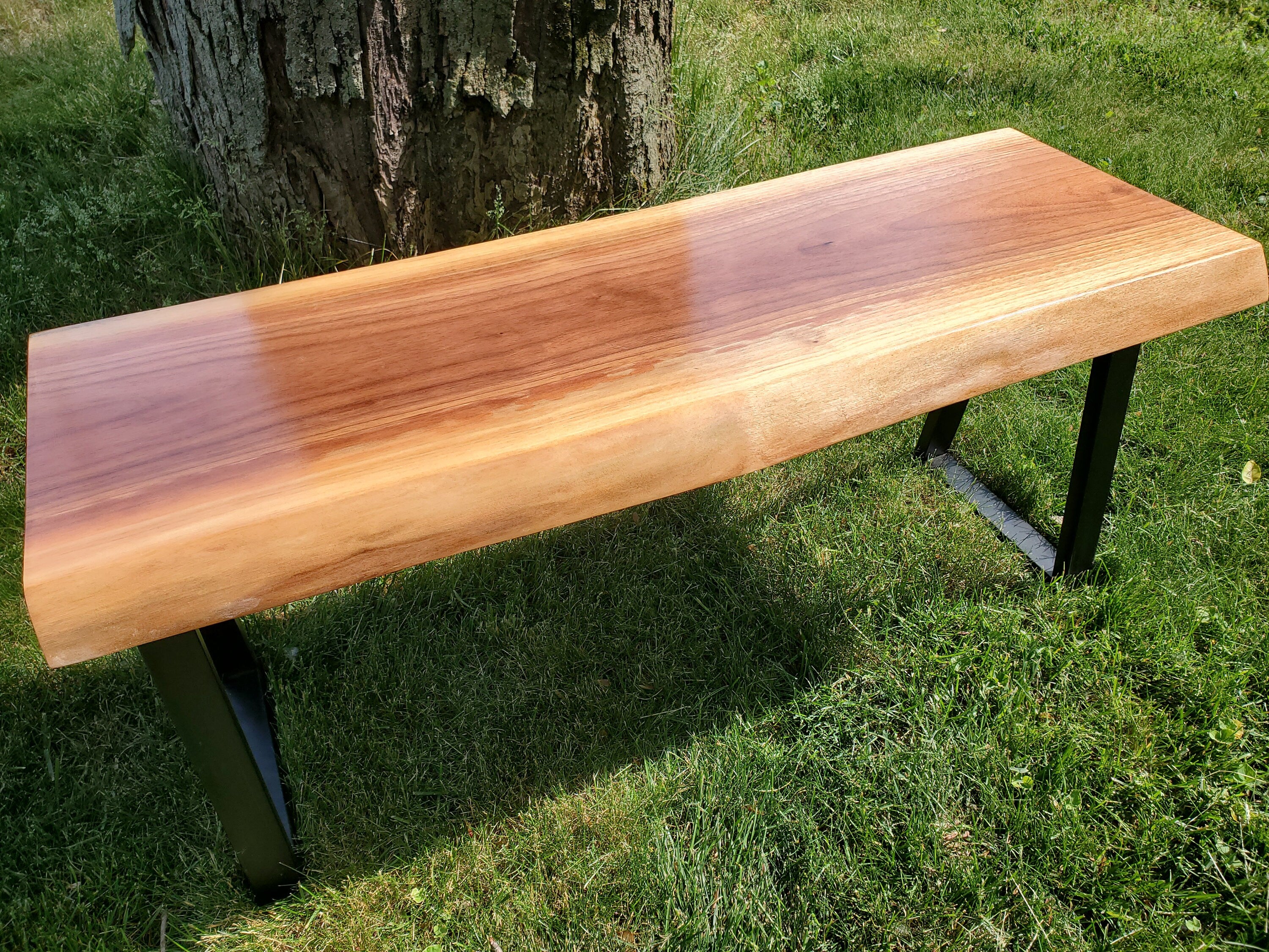 Shipping Included, Walnut Hardwood Table/Bench, Indoor/Outdoor, Patio Seating, Deck Decor, Coffee Table