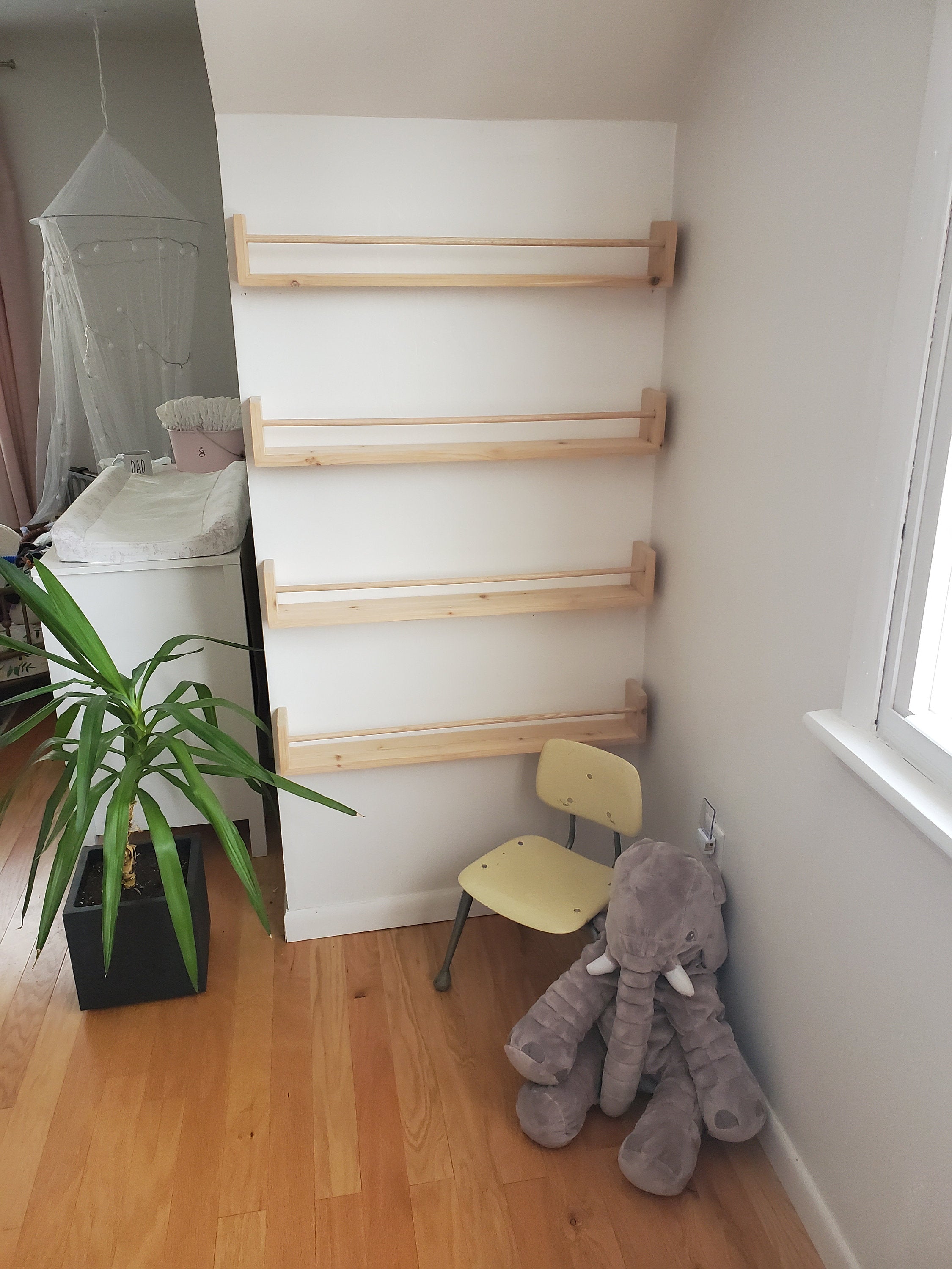 Shipping Included, Nursery Bookshelf, "Waterfall" Corner Joints, Natural Cedar (Custom Sizing Available) Small Space Shelf, Bookshelf, Joinery