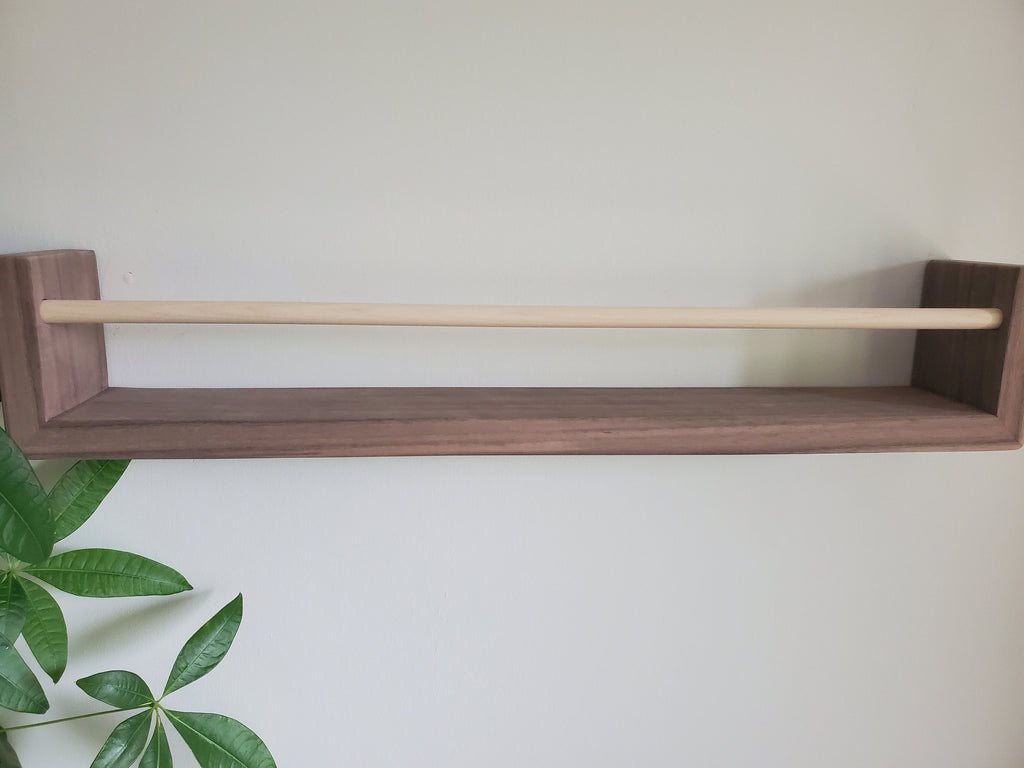 Shipping Included, Natural Walnut Nursery "Waterfall" Bookshelves (Custom Sizing Available), Joinery, Nursery Decor, Small Space Shelf, Montessori Bookshelves, Hardwood Shelf