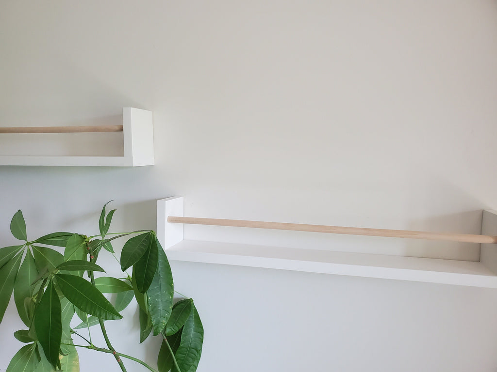 Shipping Included, White Nursery Bookshelves (Custom Painting Available), Nursery Shelves, Floating Shelves, Nursery Shelves, All White/White With Wooden Dowel