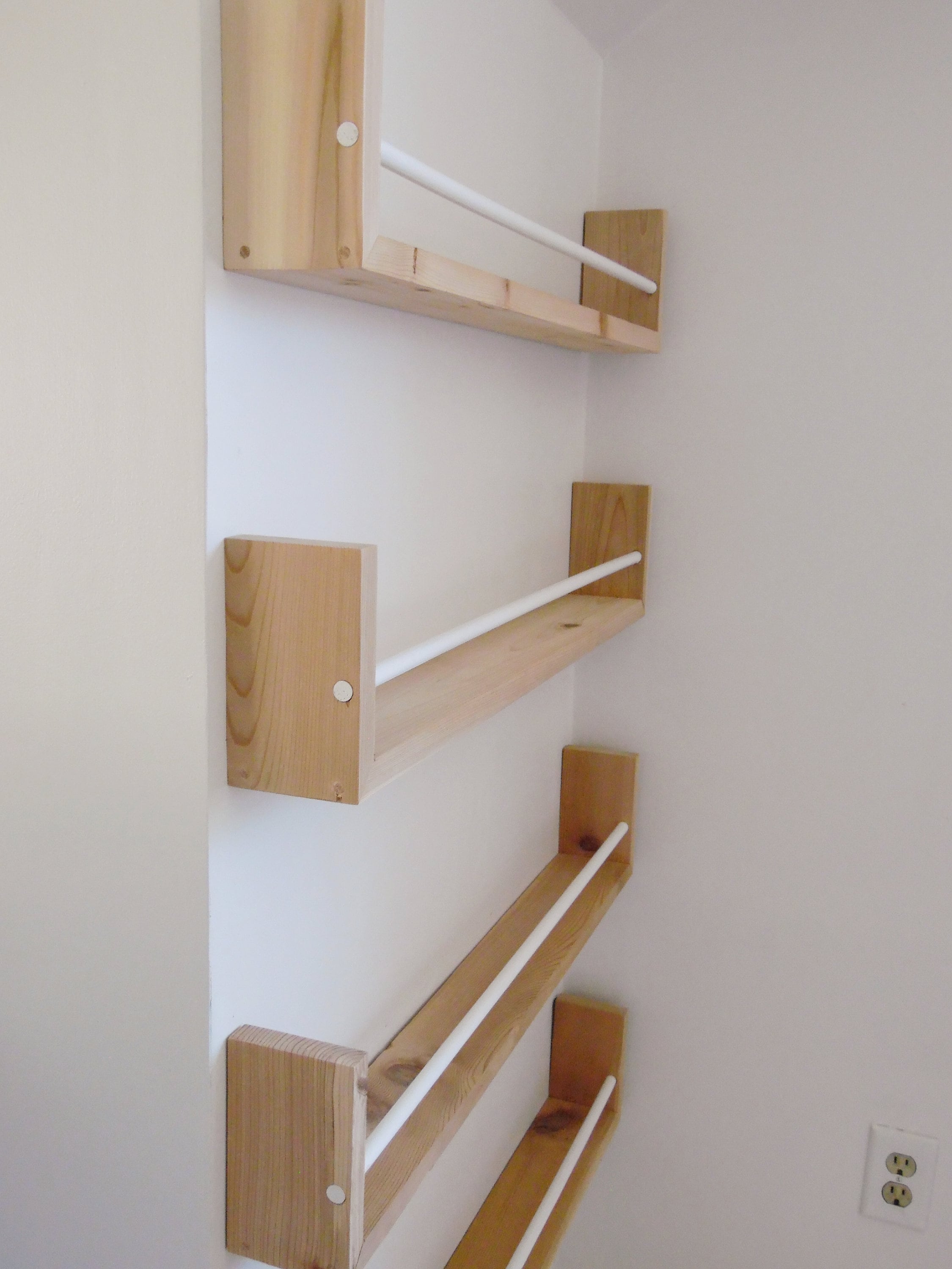 Shipping Included, Nursery Bookshelf Natural Cedar and White Bar (Custom Sizing Available) Small Space Shelf, Joinery