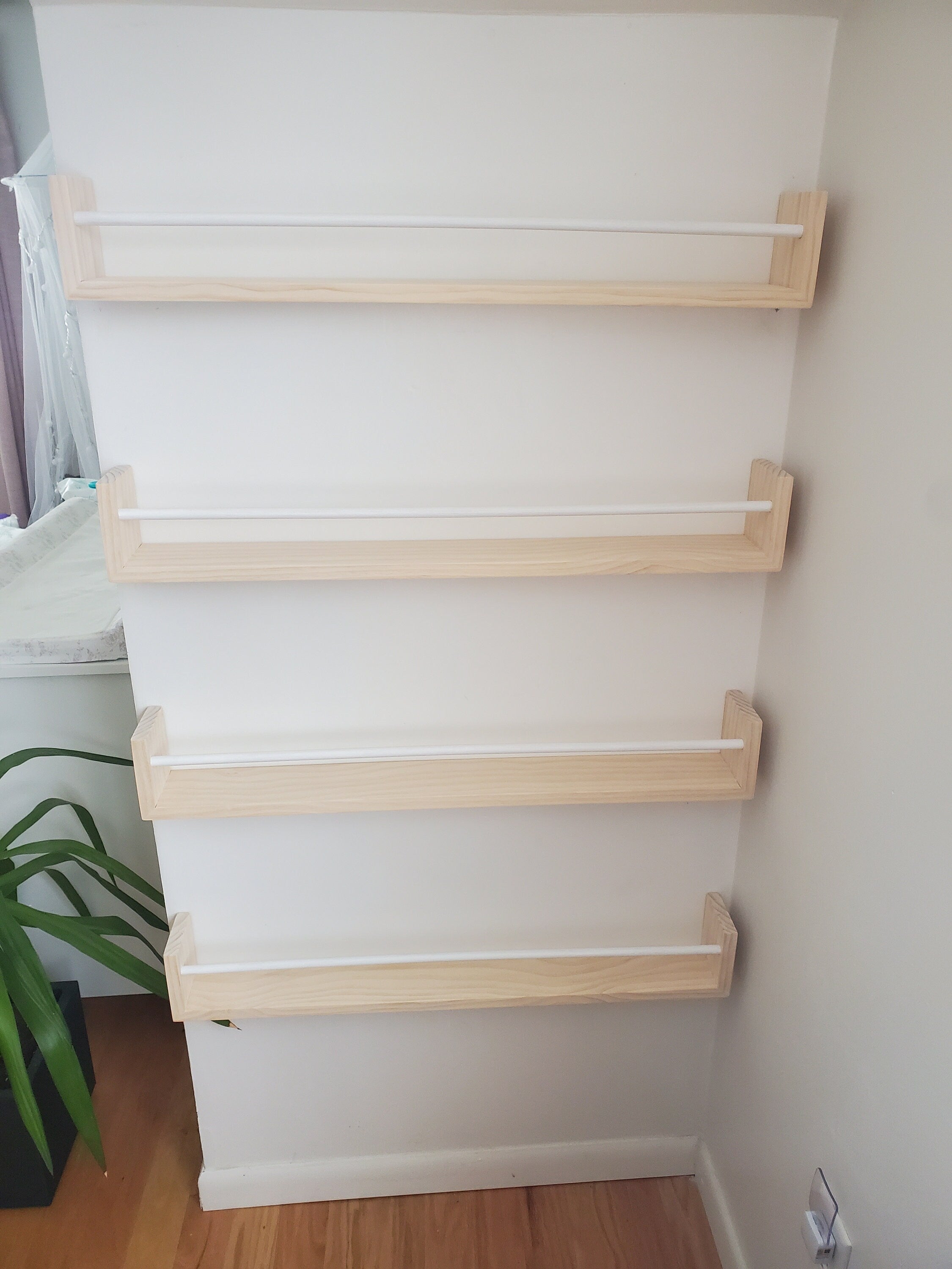 Shipping Included, Natural Pine and Painted Bar, "Waterfall" Corner Joints, Nursery Decor, Custom Sizing Available, Modern, Joinery