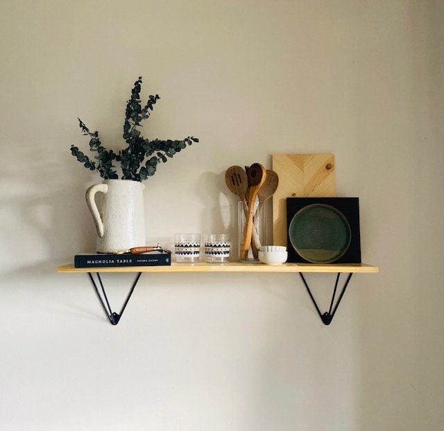 Shipping Included, Farmhouse Shelf, Pine Shelf, Prism Bracket, Kitchen Shelf, Living Room Shelf