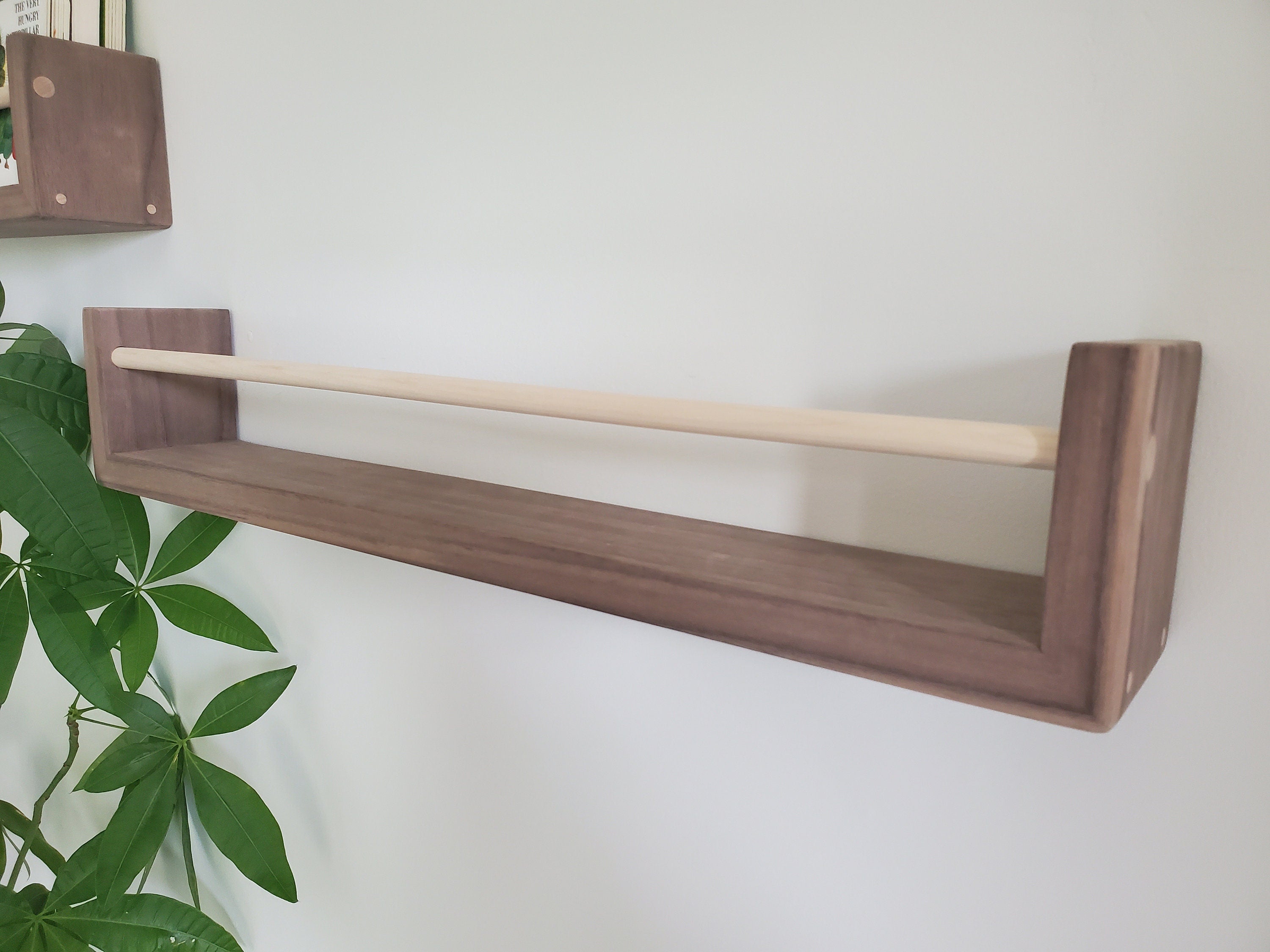 Shipping Included, Natural Walnut Nursery "Waterfall" Bookshelves (Custom Sizing Available), Joinery, Nursery Decor, Small Space Shelf, Montessori Bookshelves, Hardwood Shelf