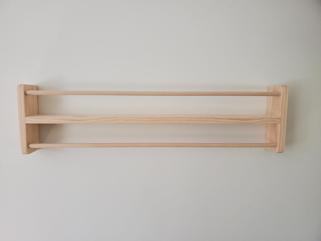 Shipping Included, Pine Picture Shelf W/ Hanger Rod, Bookshelf, Entryway Shelf, 18"-36" Width, Display Shelf, Coat Hanger, Nursery Shelf, Playroom, Home school