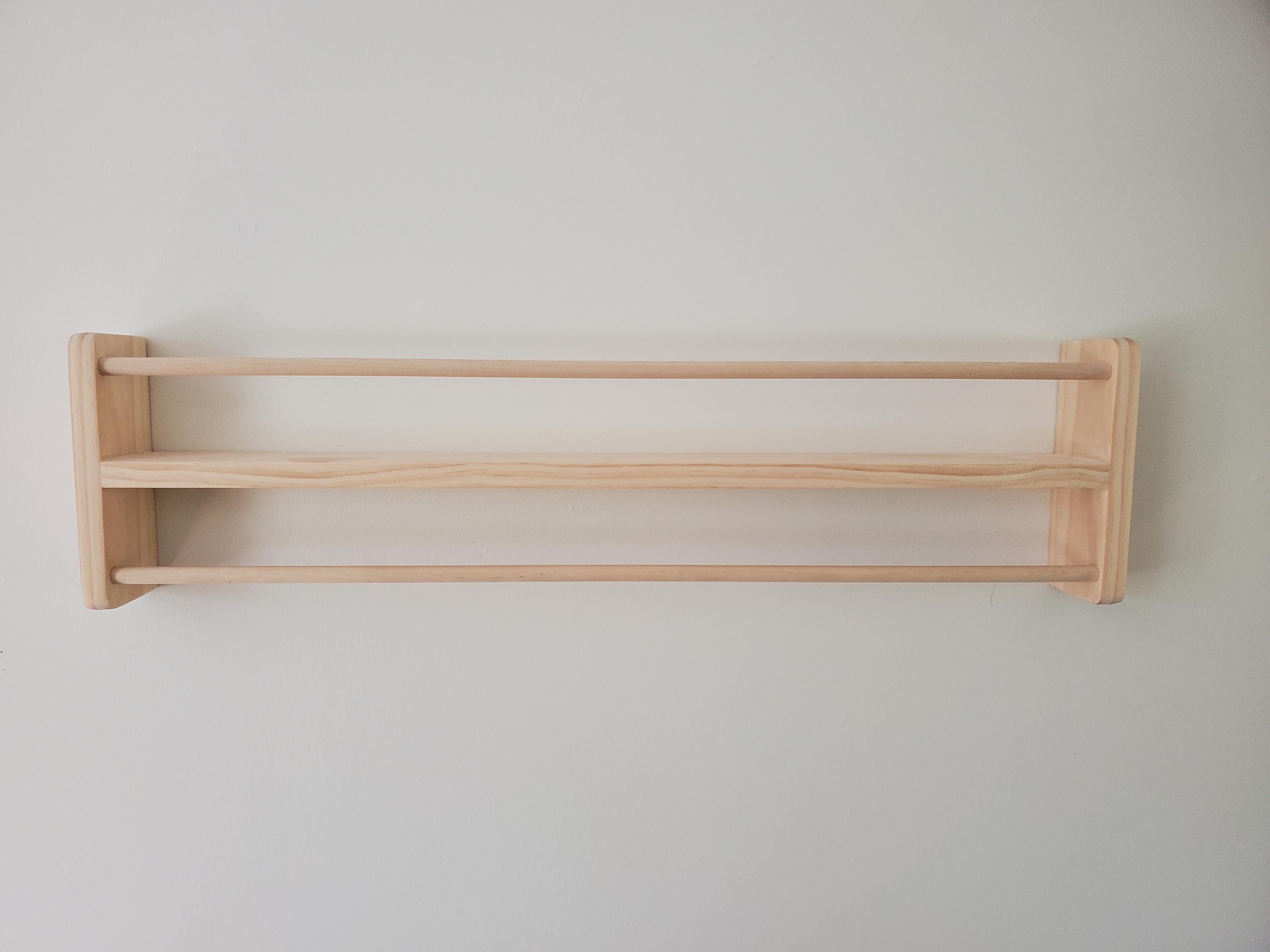 Shipping Included, Pine Picture Shelf W/ Hanger Rod, Bookshelf, Entryway Shelf, 18"-36" Width, Display Shelf, Coat Hanger, Nursery Shelf, Playroom, Home school