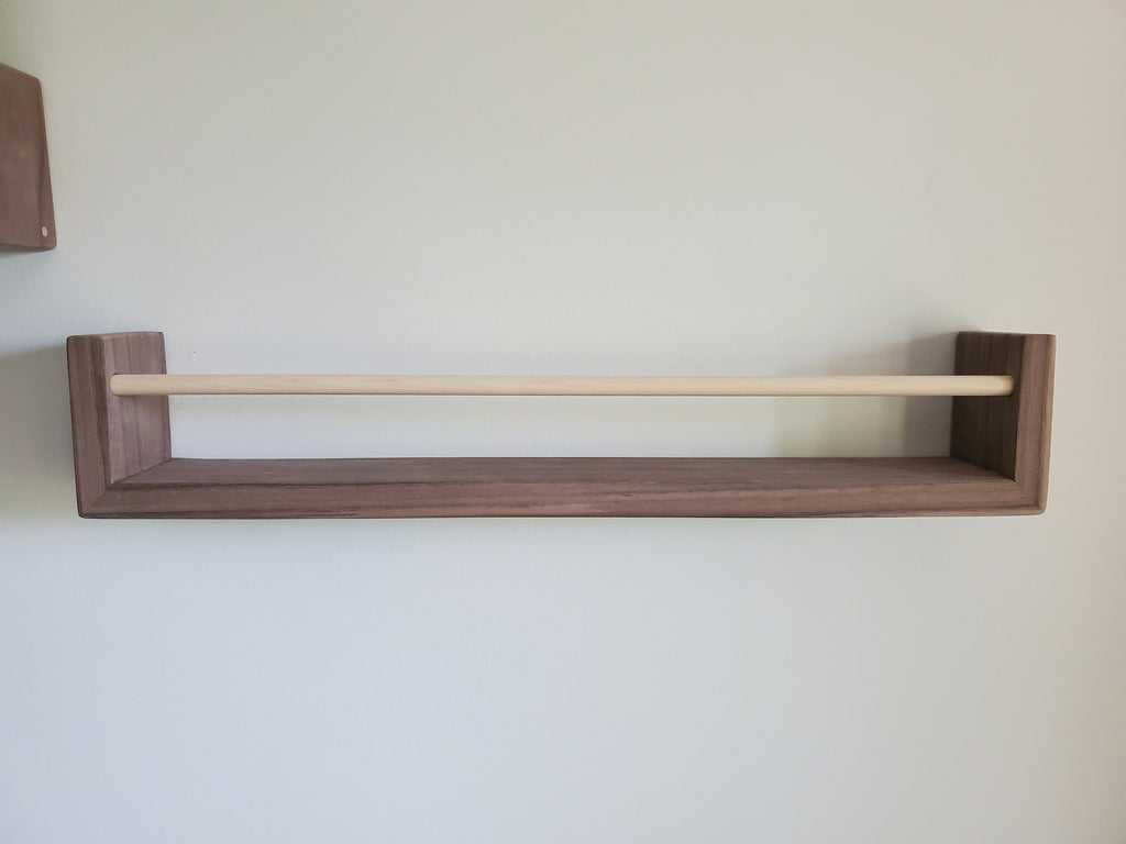 Shipping Included, Natural Walnut Nursery "Waterfall" Bookshelves (Custom Sizing Available), Joinery, Nursery Decor, Small Space Shelf, Montessori Bookshelves, Hardwood Shelf