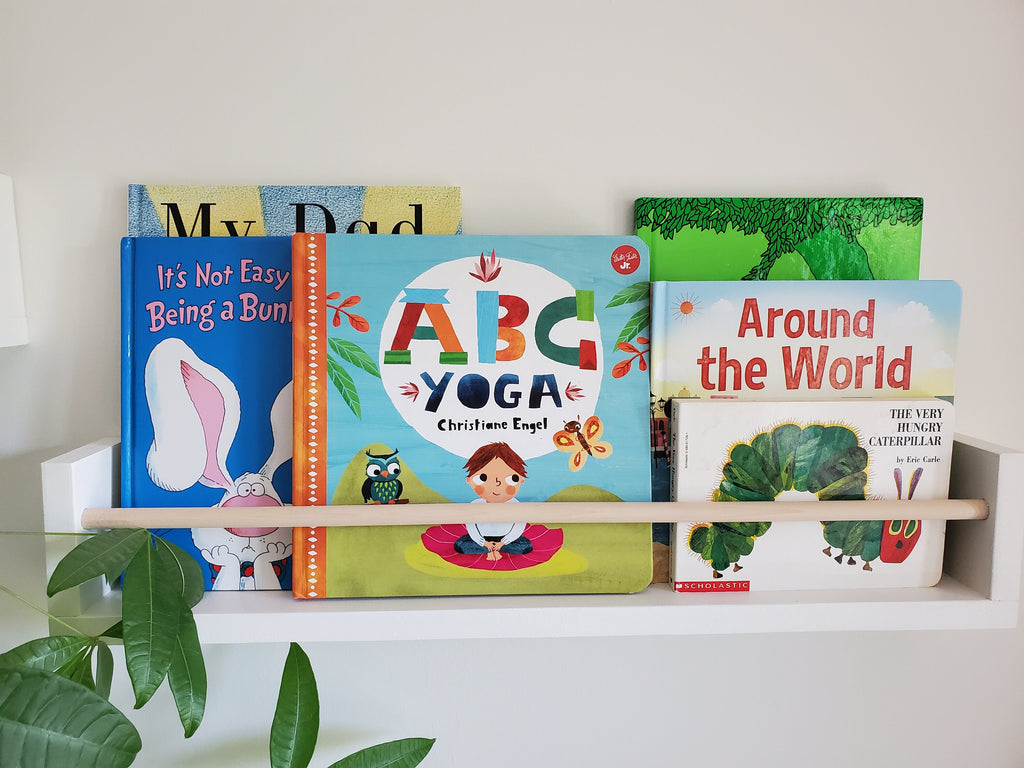 Shipping Included, White Nursery Bookshelves (Custom Painting Available), Nursery Shelves, Floating Shelves, Nursery Shelves, All White/White With Wooden Dowel