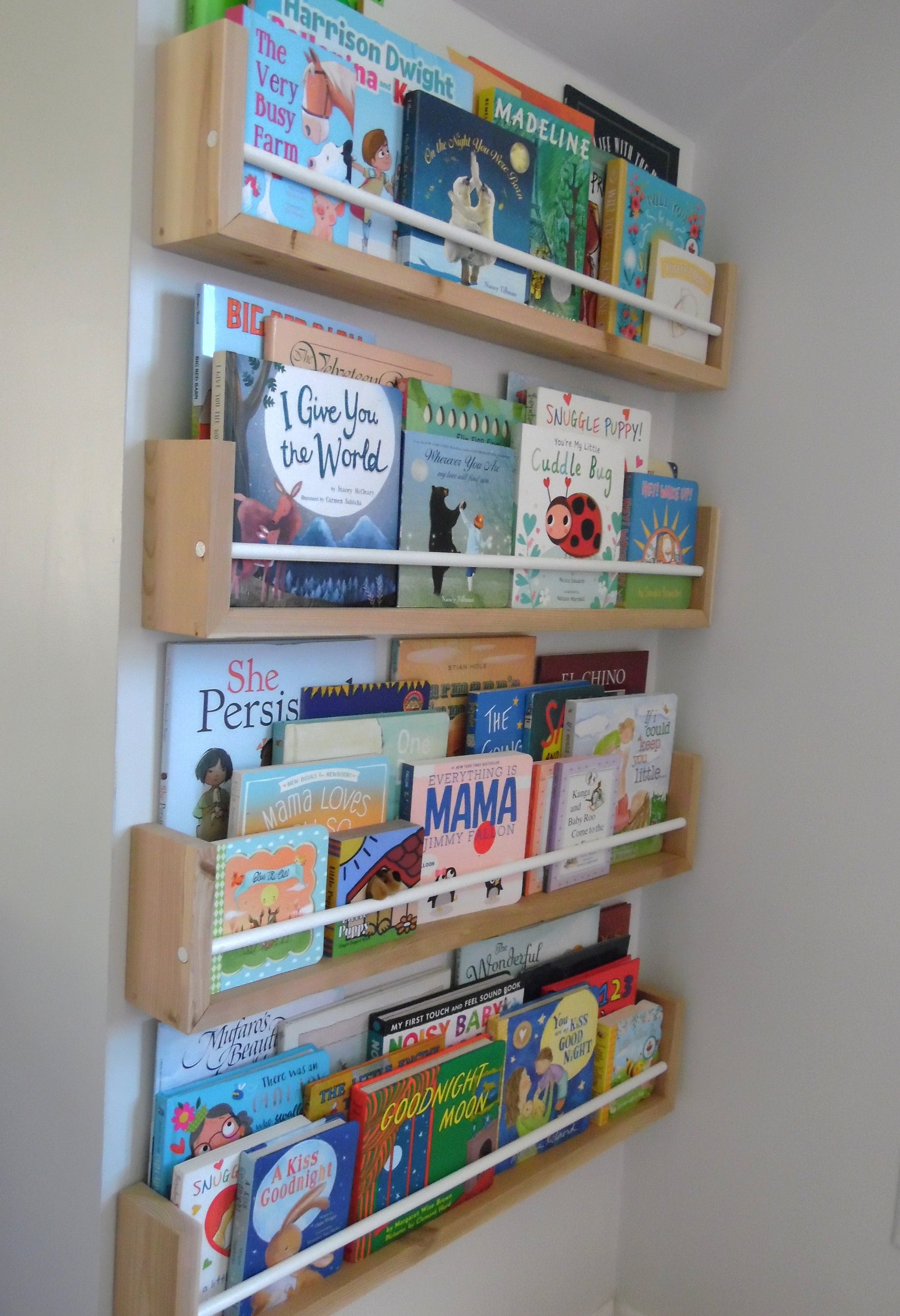 Shipping Included, Nursery Bookshelf Natural Cedar and White Bar (Custom Sizing Available) Small Space Shelf, Joinery