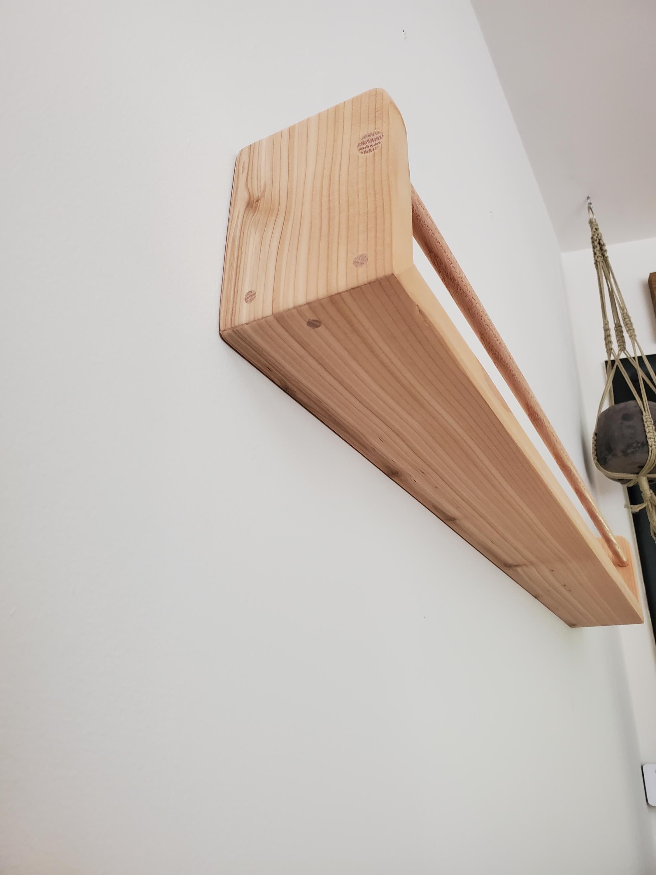 Shipping Included, Cedar Picture Shelf 18"-48", " Waterfall" Bookshelf, Nursery, Montessori, Homeschooling Shelf, Office Organizer, Kitchen, Living Room, Spice Rack