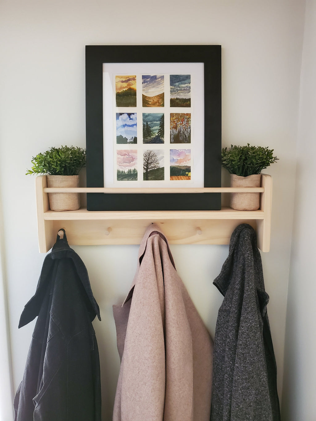 Shipping Included, Natural Pine Combination Shelf (Custom Sizing Available), Nursery Combination Shelf, Playroom Shelf, Entryway Shelf
