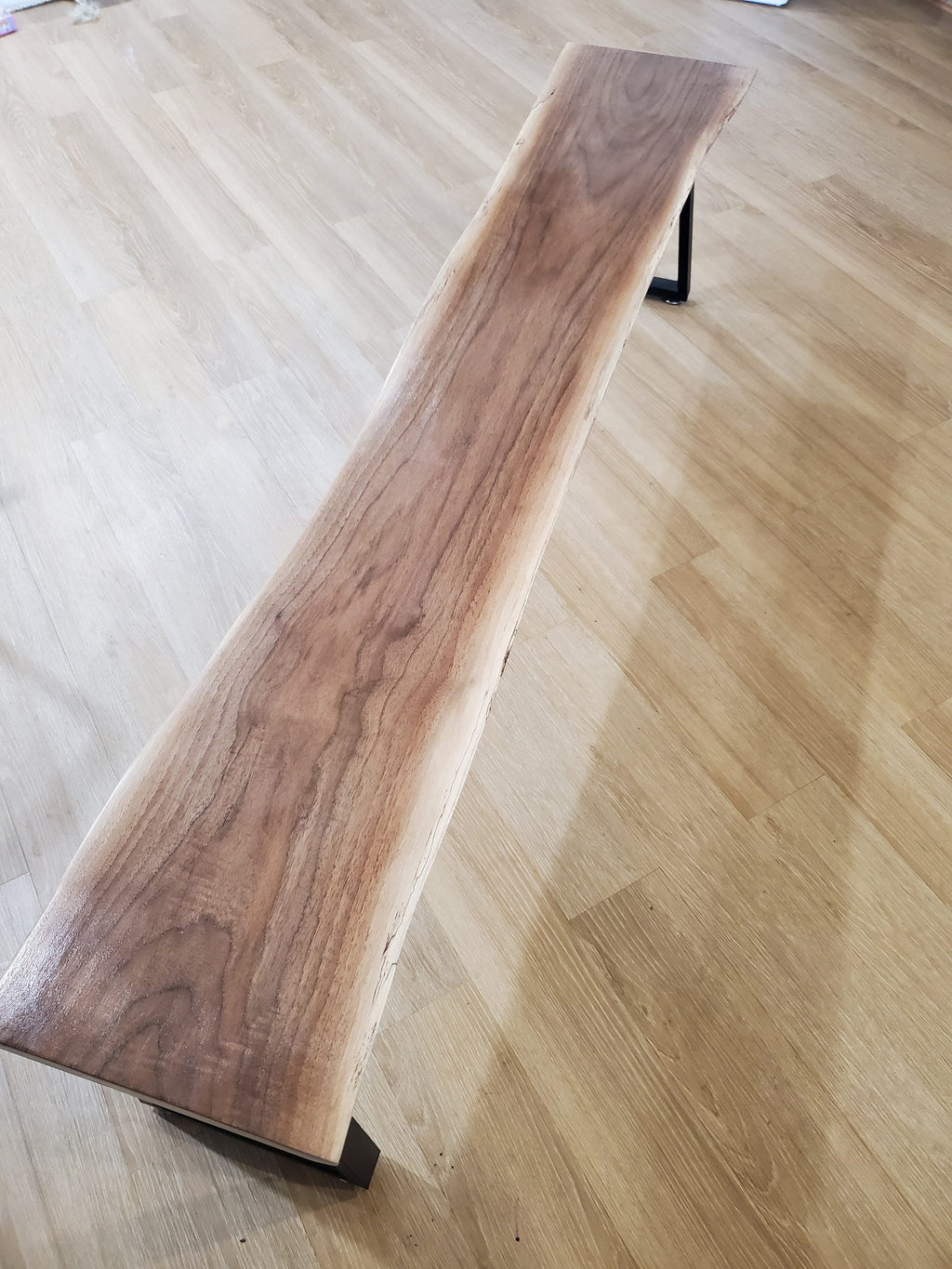 Shipping Included, 6 Foot Live Edge Walnut Bench, Indoor/Outdoor Furniture, Large Slab