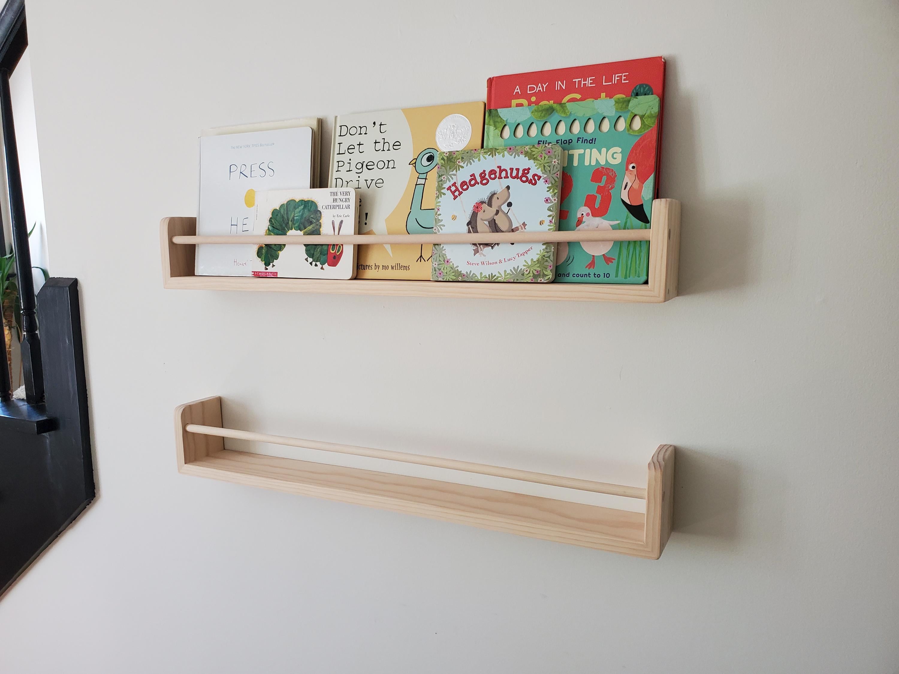 Shipping Included, 12"-48" Natural Pine Bookshelf, Custom Sizing Available, Nursery Decor, Kids Room, Living Room, Picture Shelves, Home Office