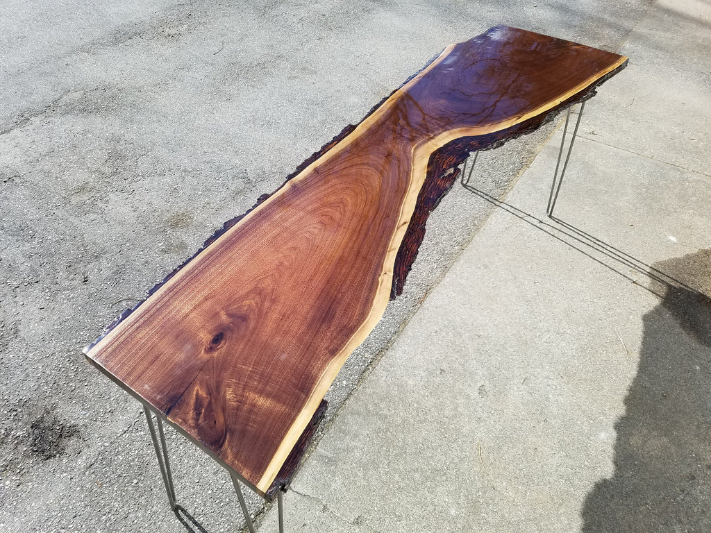 Shipping Included, Walnut Hardwood, Live Edge, Epoxy Resin, Sofa/Entry Table