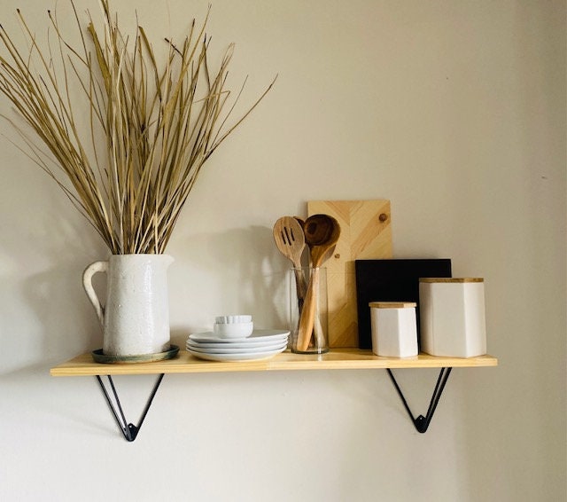 Shipping Included, Farmhouse Shelf, Pine Shelf, Prism Bracket, Kitchen Shelf, Living Room Shelf