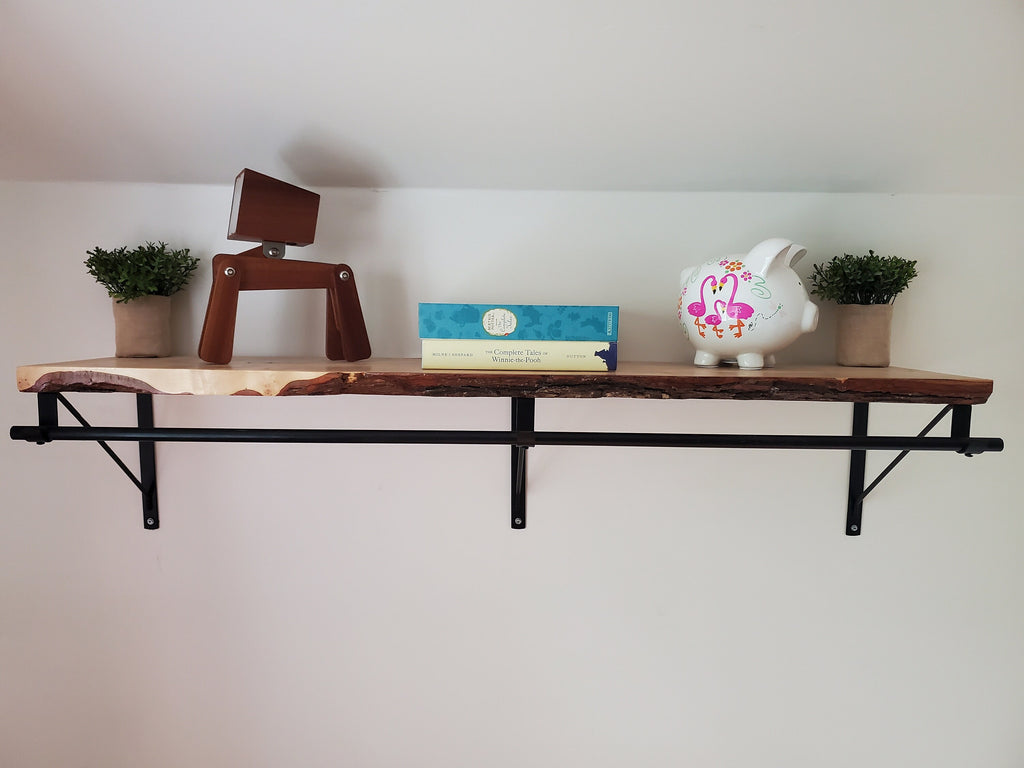 Shipping Included, Nursery Shelf W/ Clothing Rod (Available in White Oak, Walnut or Maple) Closet Alternative, Nursery Shelving, Space Saver, Organizing Shelf