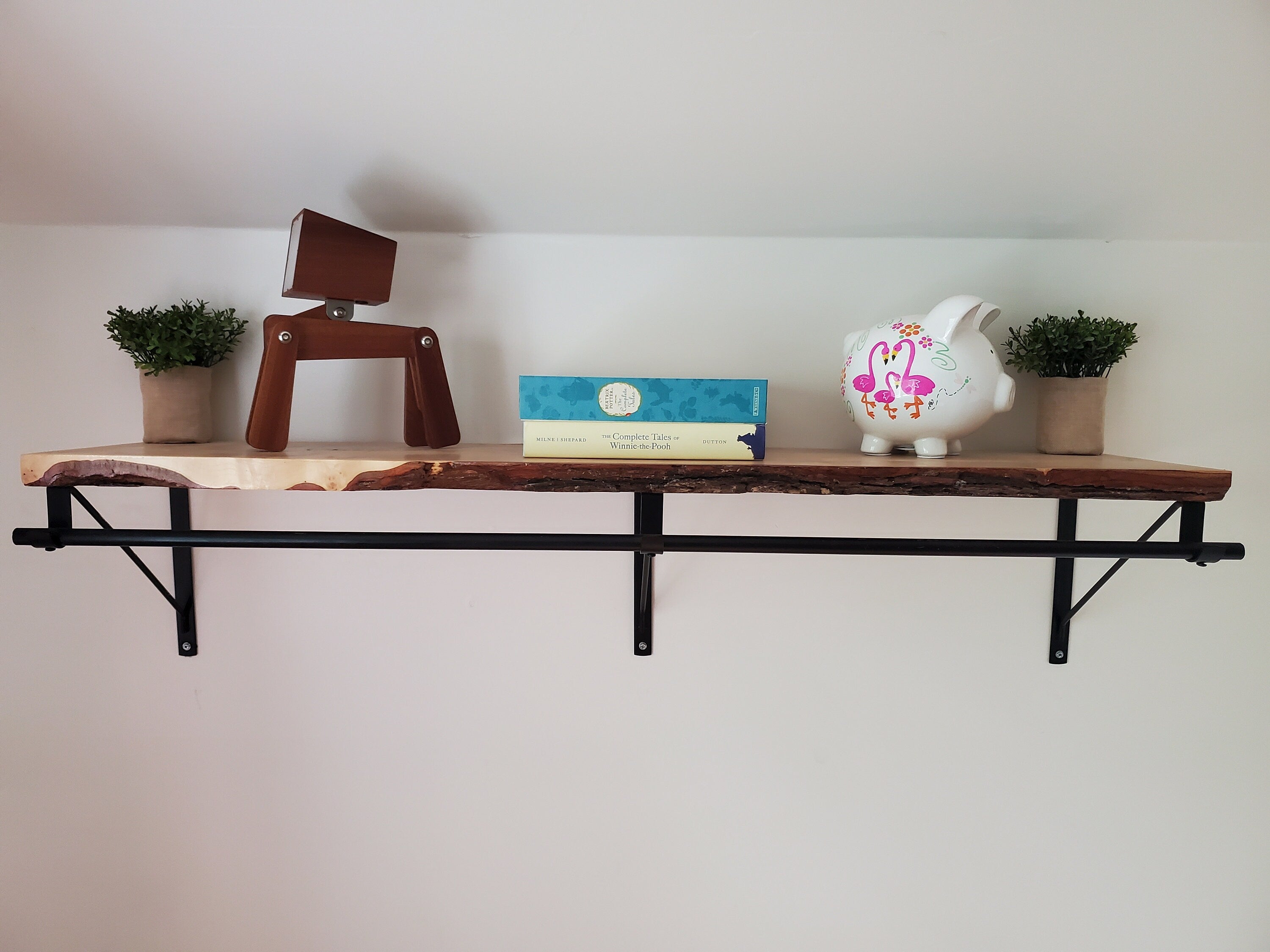 Shipping Included, Nursery Shelf W/ Clothing Rod (Available in White Oak, Walnut or Maple) Closet Alternative, Nursery Shelving, Space Saver, Organizing Shelf