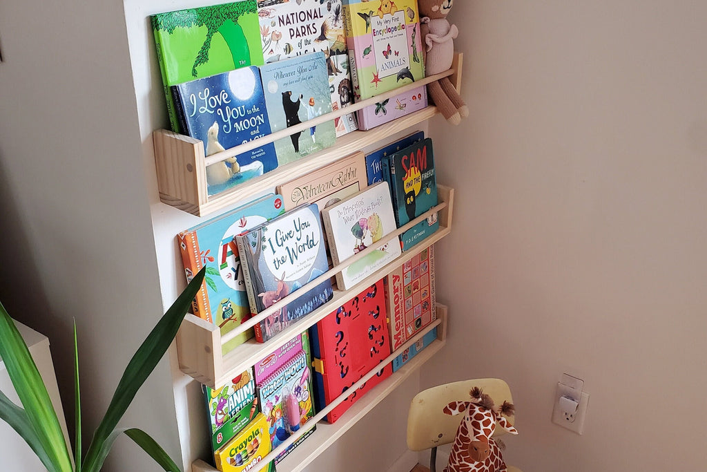 Shipping Included, Natural Pine Nursery Bookshelf, Furniture Grade Wood, "Flip-able" Floating Shelf, Small Space Shelf, Shipping Included, Hardware Included