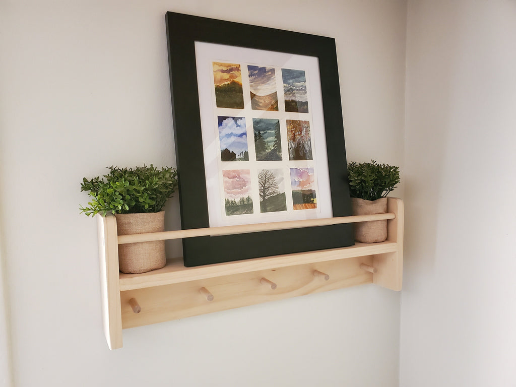Shipping Included, Natural Pine Combination Shelf (Custom Sizing Available), Nursery Combination Shelf, Playroom Shelf, Entryway Shelf