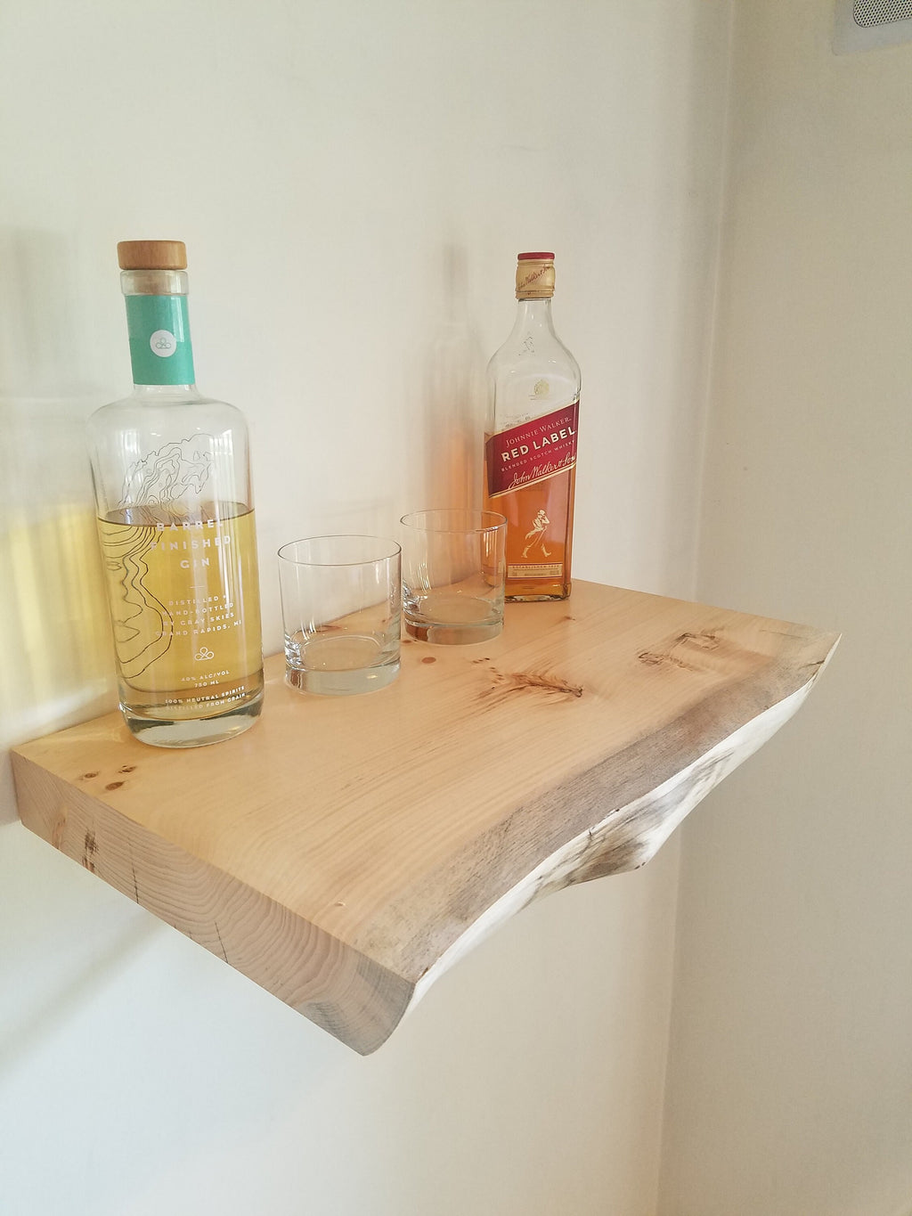 Shipping Included, Small Space Live Edge Pine Shelf