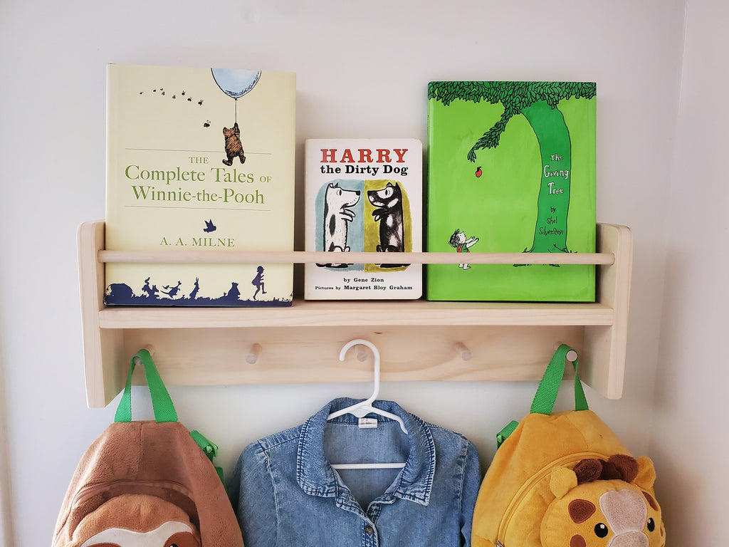 Shipping Included, Natural Pine Combination Shelf (Custom Sizing Available), Nursery Combination Shelf, Playroom Shelf, Entryway Shelf