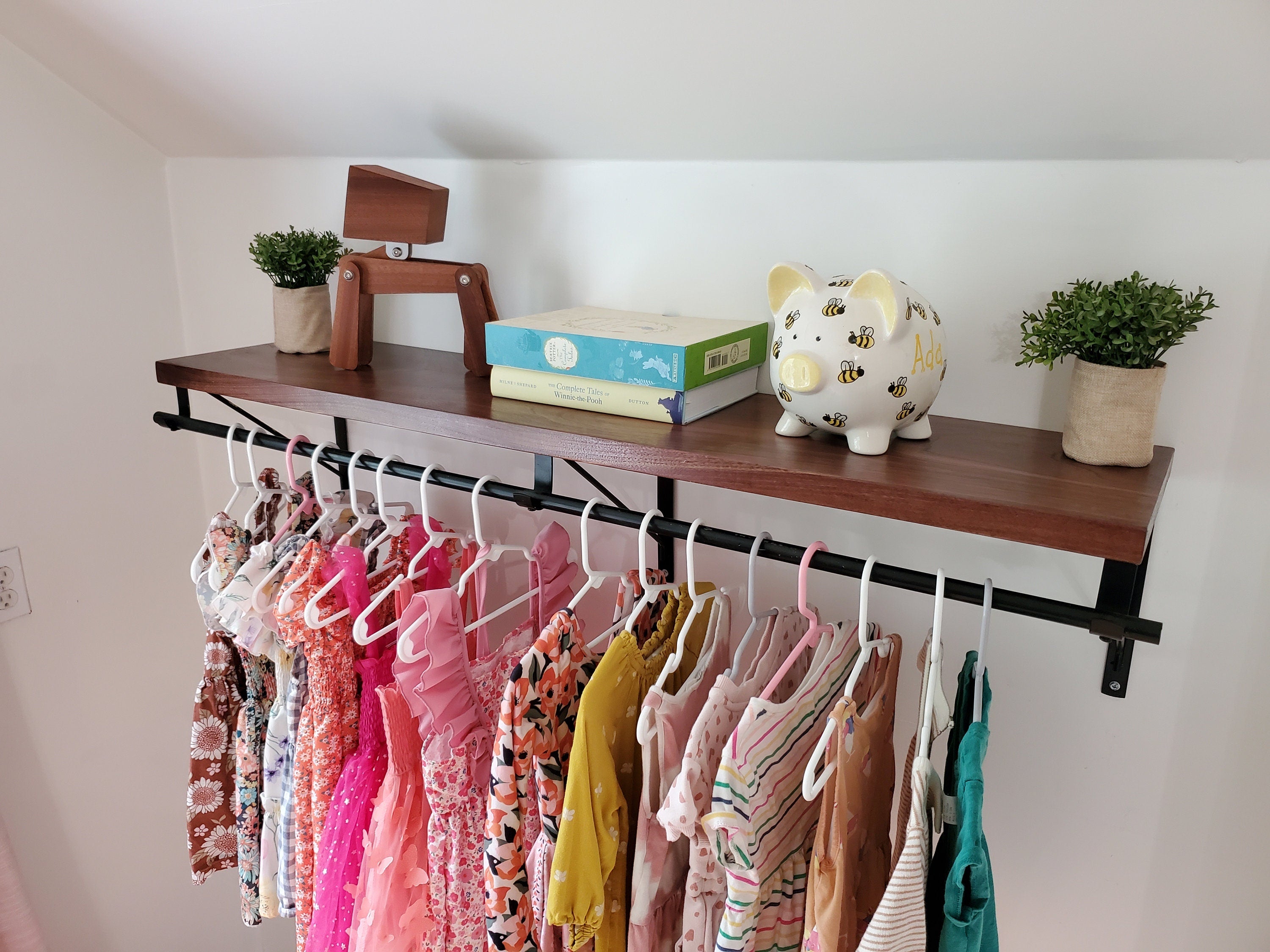 Shipping Included, Nursery Shelf, Walnut Shelf, Closet Alternative, Laundry Shelf, Nursery Shelving, Home Decor, Small Space Shelf, Nursery Bookshelf