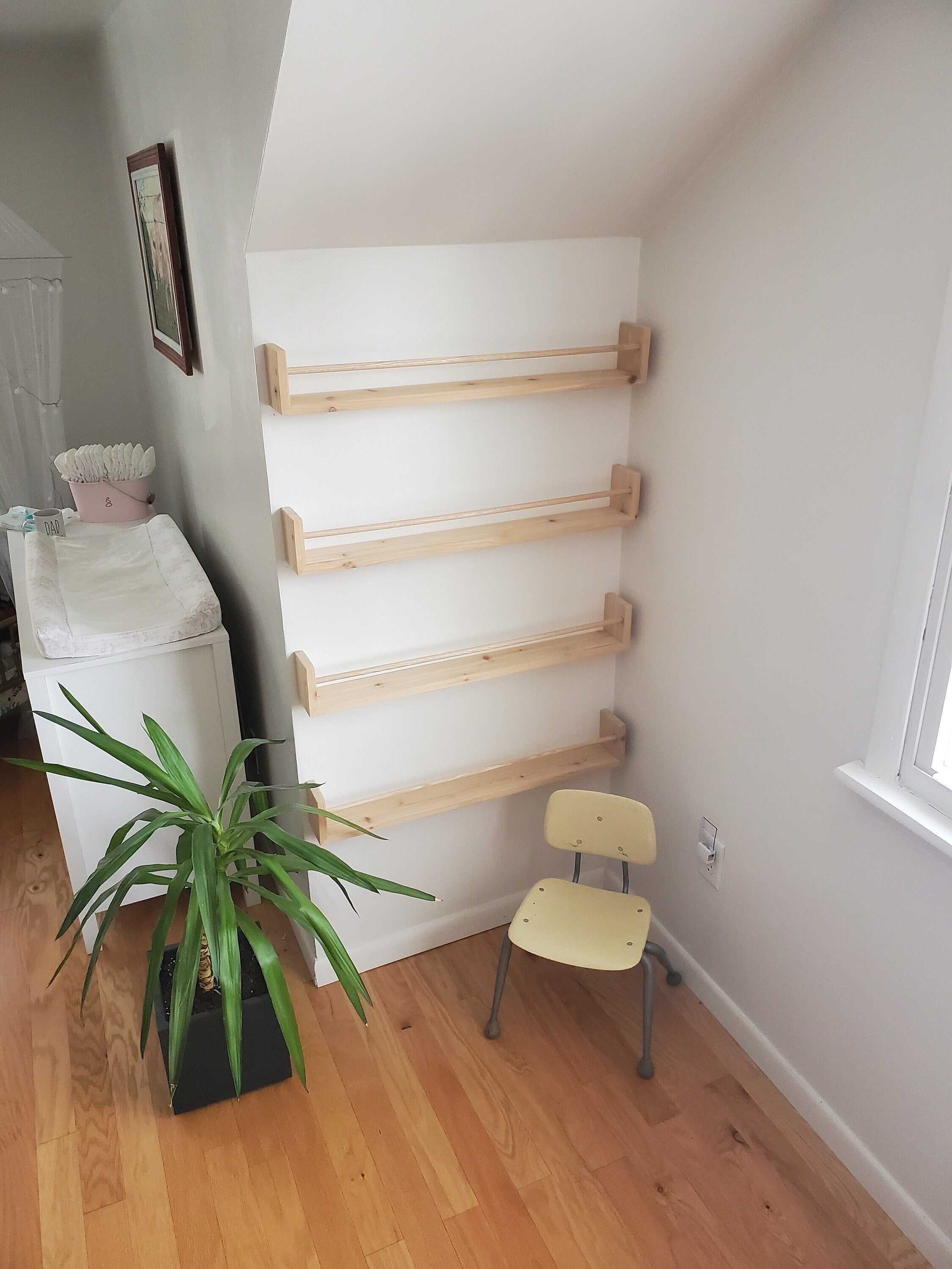 Shipping Included, Nursery Bookshelf, "Waterfall" Corner Joints, Natural Cedar (Custom Sizing Available) Small Space Shelf, Bookshelf, Joinery