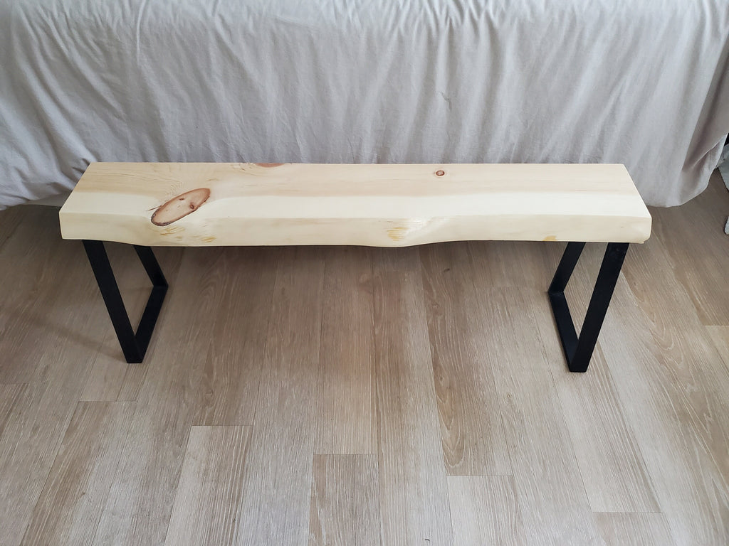 Shipping Included, Live Edge 4 Foot Pine Bench, Indoor/Outdoor Bench, Patio Furniture, Thick Slab