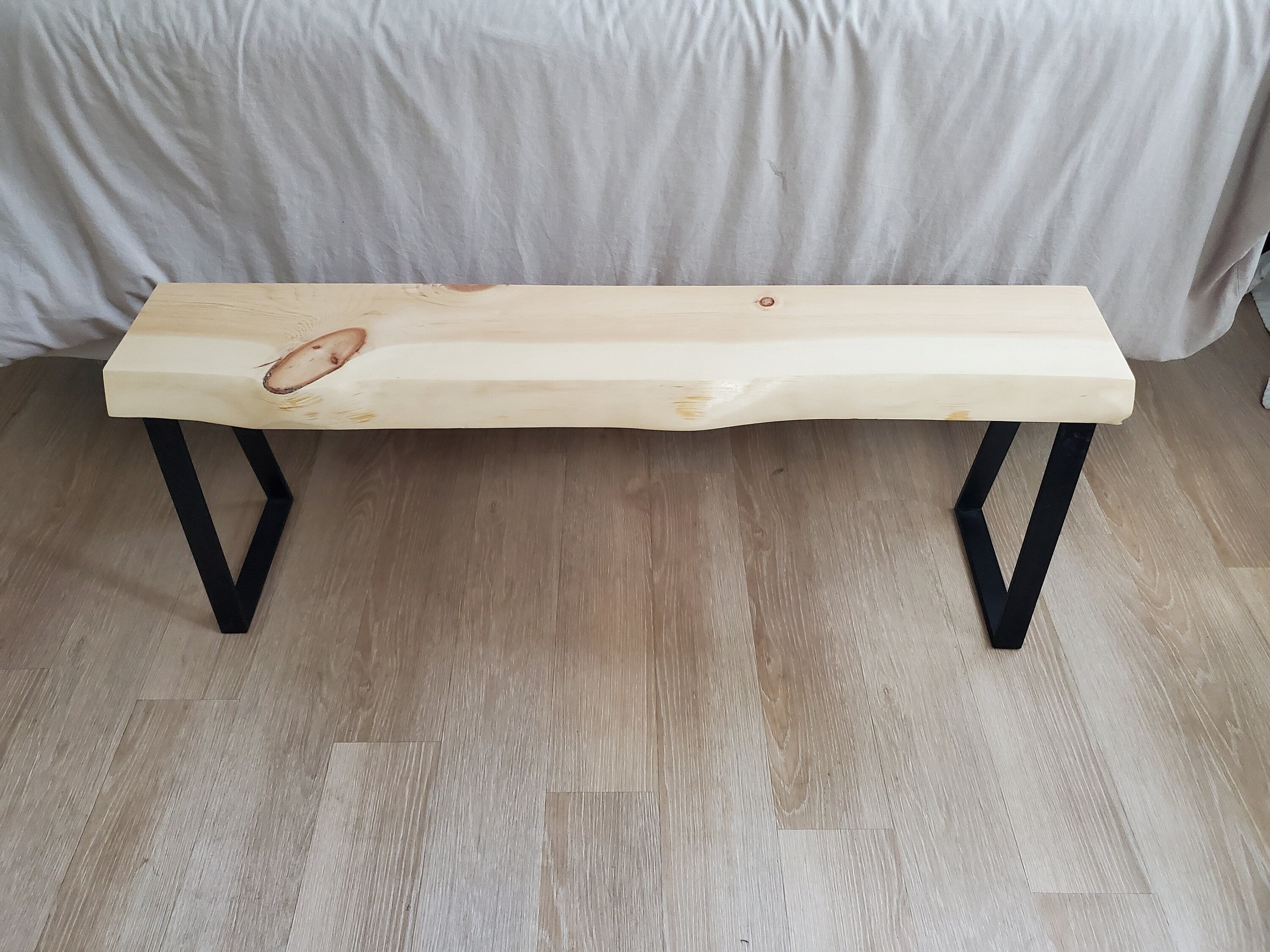 Shipping Included, Live Edge 4 Foot Pine Bench, Indoor/Outdoor Bench, Patio Furniture, Thick Slab