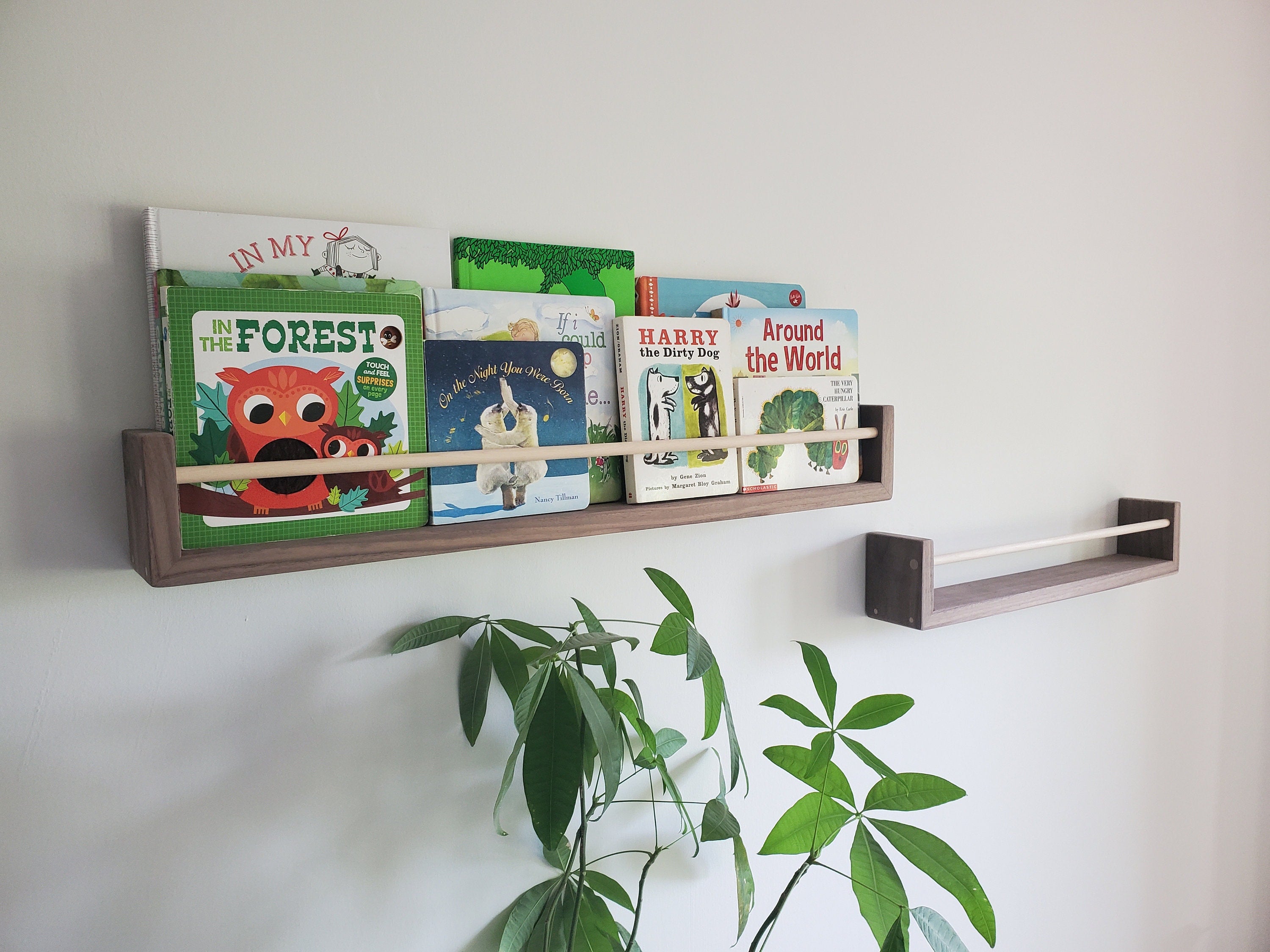 Shipping Included, Natural Walnut Nursery "Waterfall" Bookshelves (Custom Sizing Available), Joinery, Nursery Decor, Small Space Shelf, Montessori Bookshelves, Hardwood Shelf