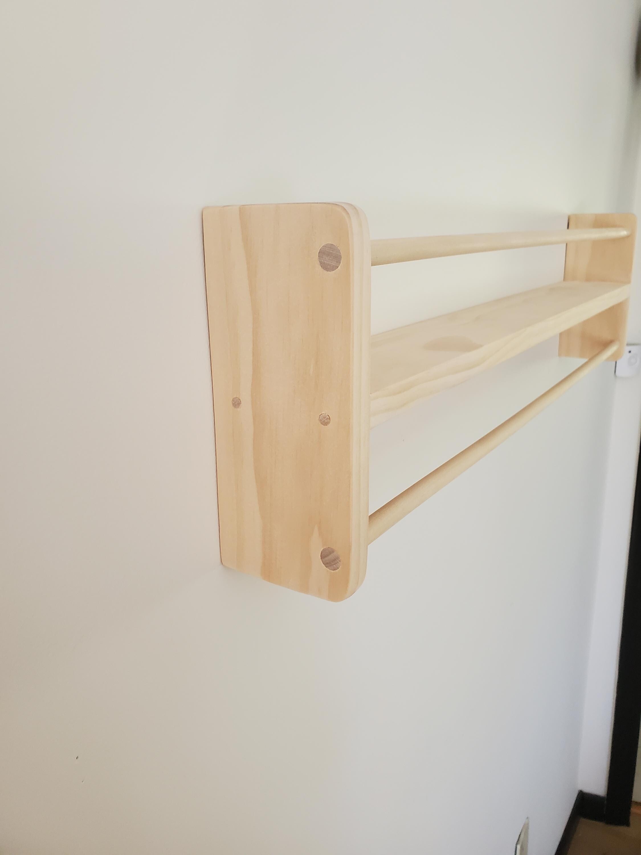 Shipping Included, Pine Picture Shelf W/ Hanger Rod, Bookshelf, Entryway Shelf, 18"-36" Width, Display Shelf, Coat Hanger, Nursery Shelf, Playroom, Home school