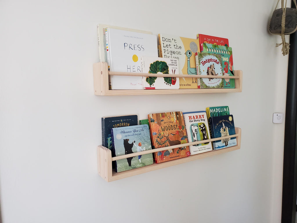 Shipping Included, 12"-48" Natural Pine Bookshelf, Custom Sizing Available, Nursery Decor, Kids Room, Living Room, Picture Shelves, Home Office