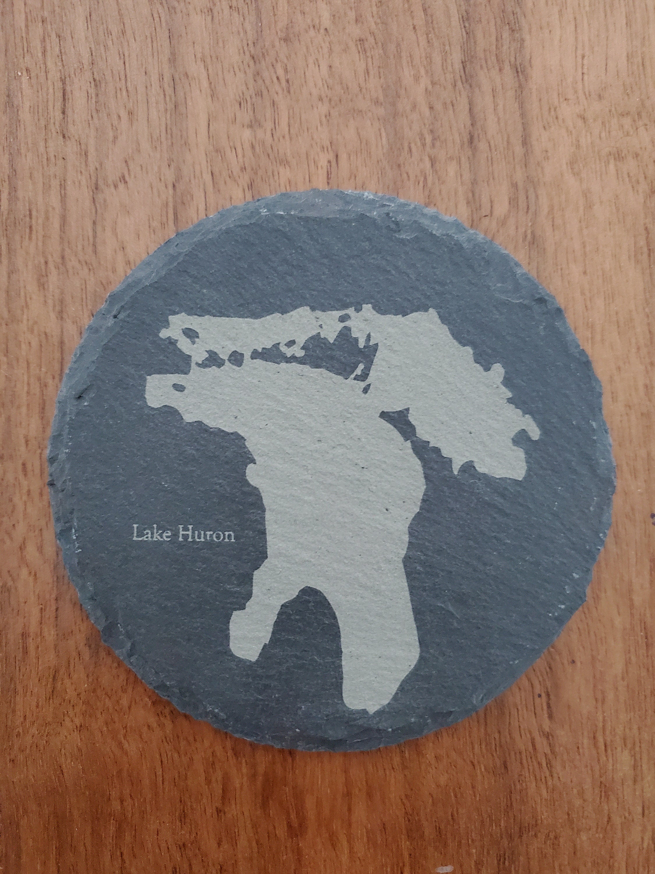 Shipping Included, Great Lakes Gift Set- 5 Pack of Slate Great Lakes Coasters-Lakes Superior, Michigan, Huron, Erie and Ontario