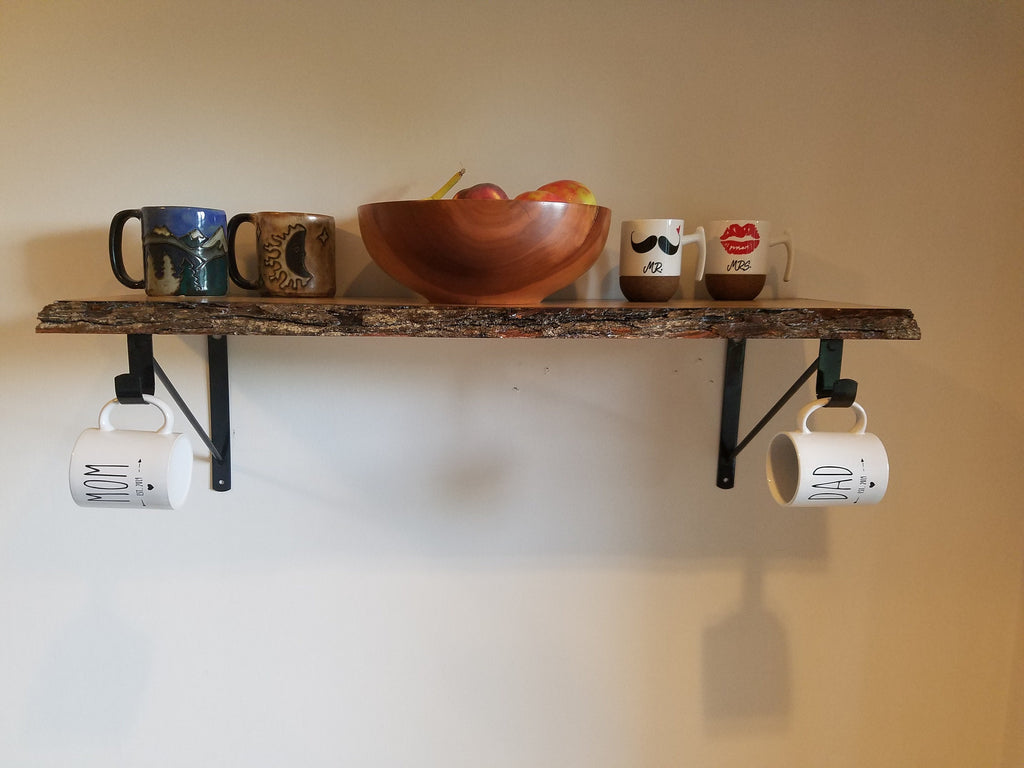Shipping Included, Hard Maple, Small Space, Live Edge Shelf, Kitchen, Cabin