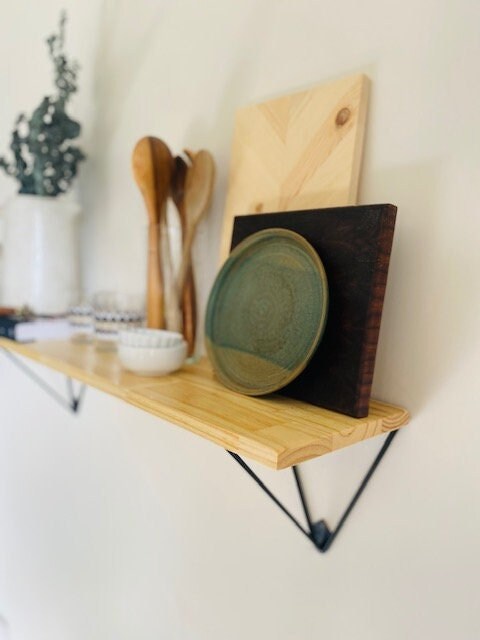 Shipping Included, Farmhouse Shelf, Pine Shelf, Prism Bracket, Kitchen Shelf, Living Room Shelf