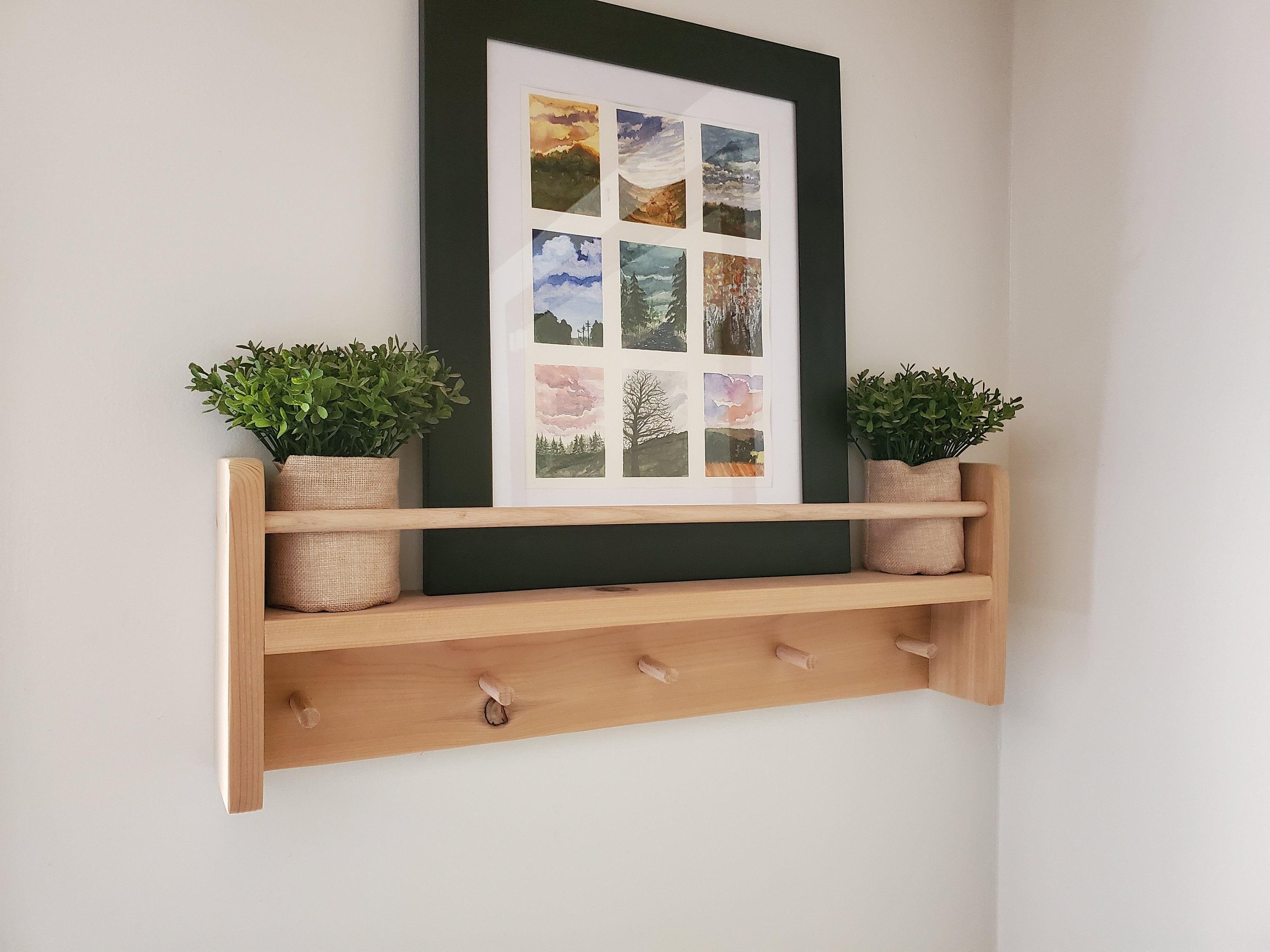 Shipping Included, Natural Cedar Combination Shelf (Custom Sizing Available), Nursery Cedar Combination Shelf, Playroom Shelf, Entryway Shelf, Cedar Decor
