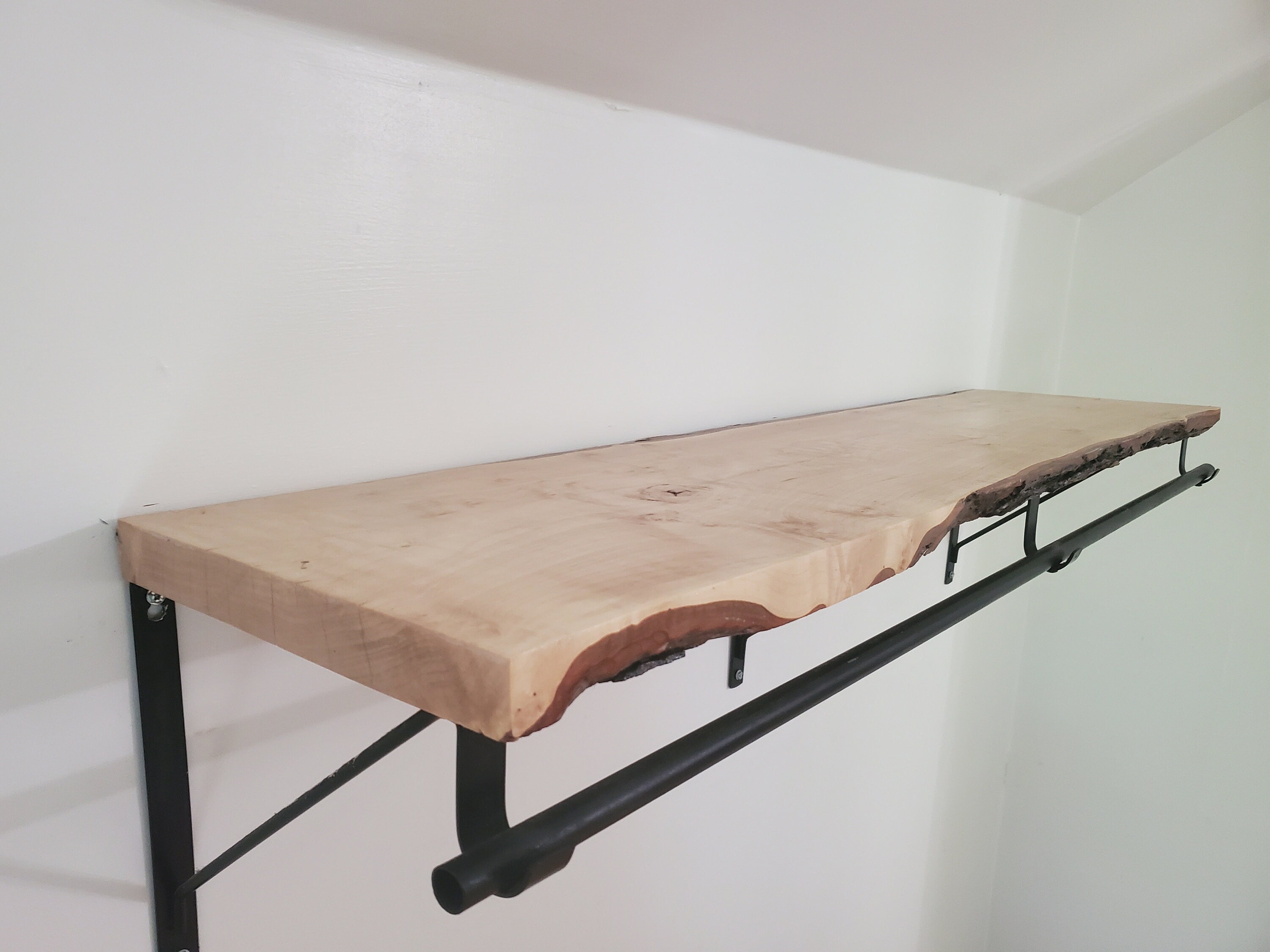 Shipping Included, Nursery Shelf W/ Clothing Rod (Available in White Oak, Walnut or Maple) Closet Alternative, Nursery Shelving, Space Saver, Organizing Shelf