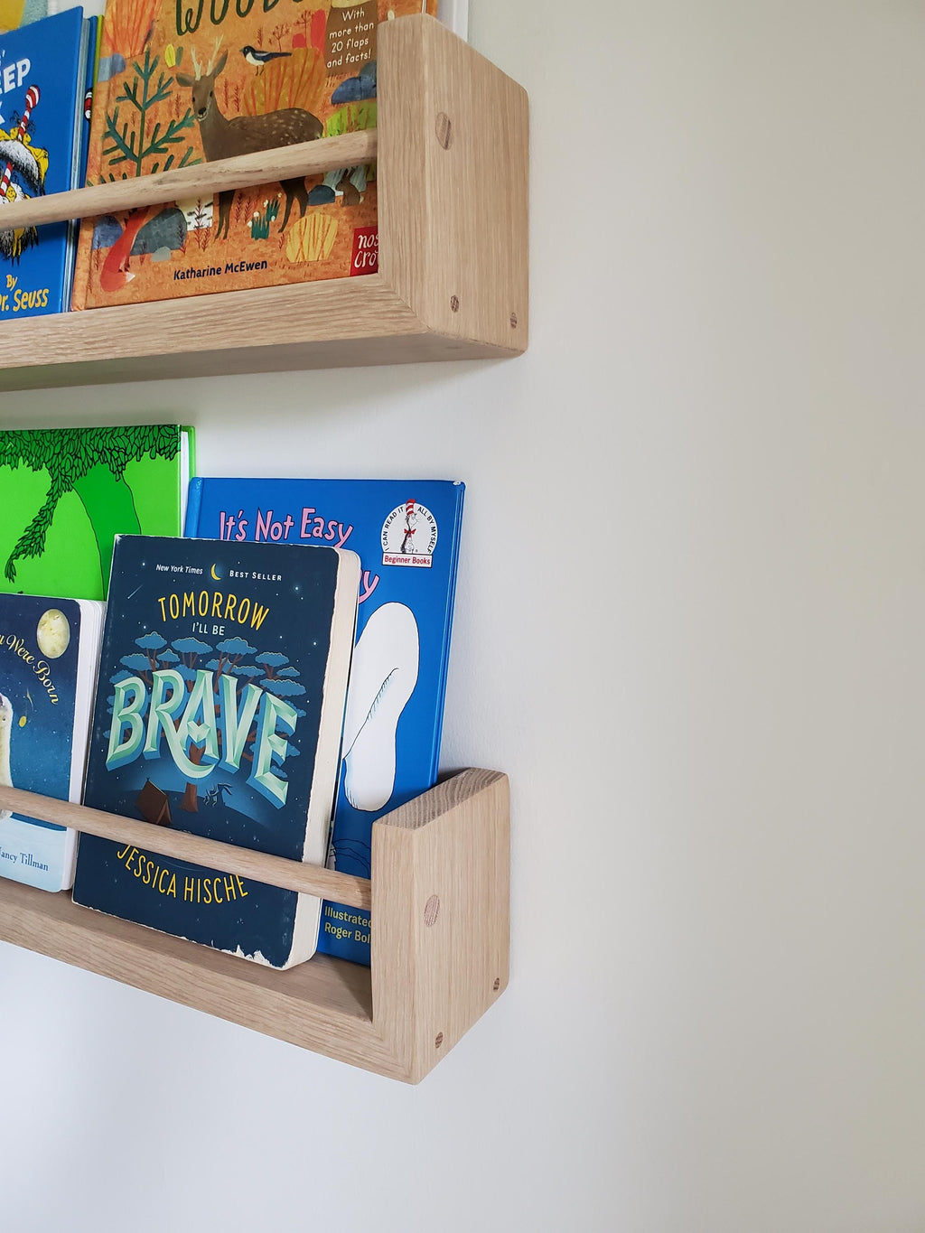White Oak Shelf, Free Shipping, 18"-48"  Waterfall Nursery Bookshelf, Nursery decor, Picture Shelf, "Waterfall" Edge, Home Office, Home School, Kitchen