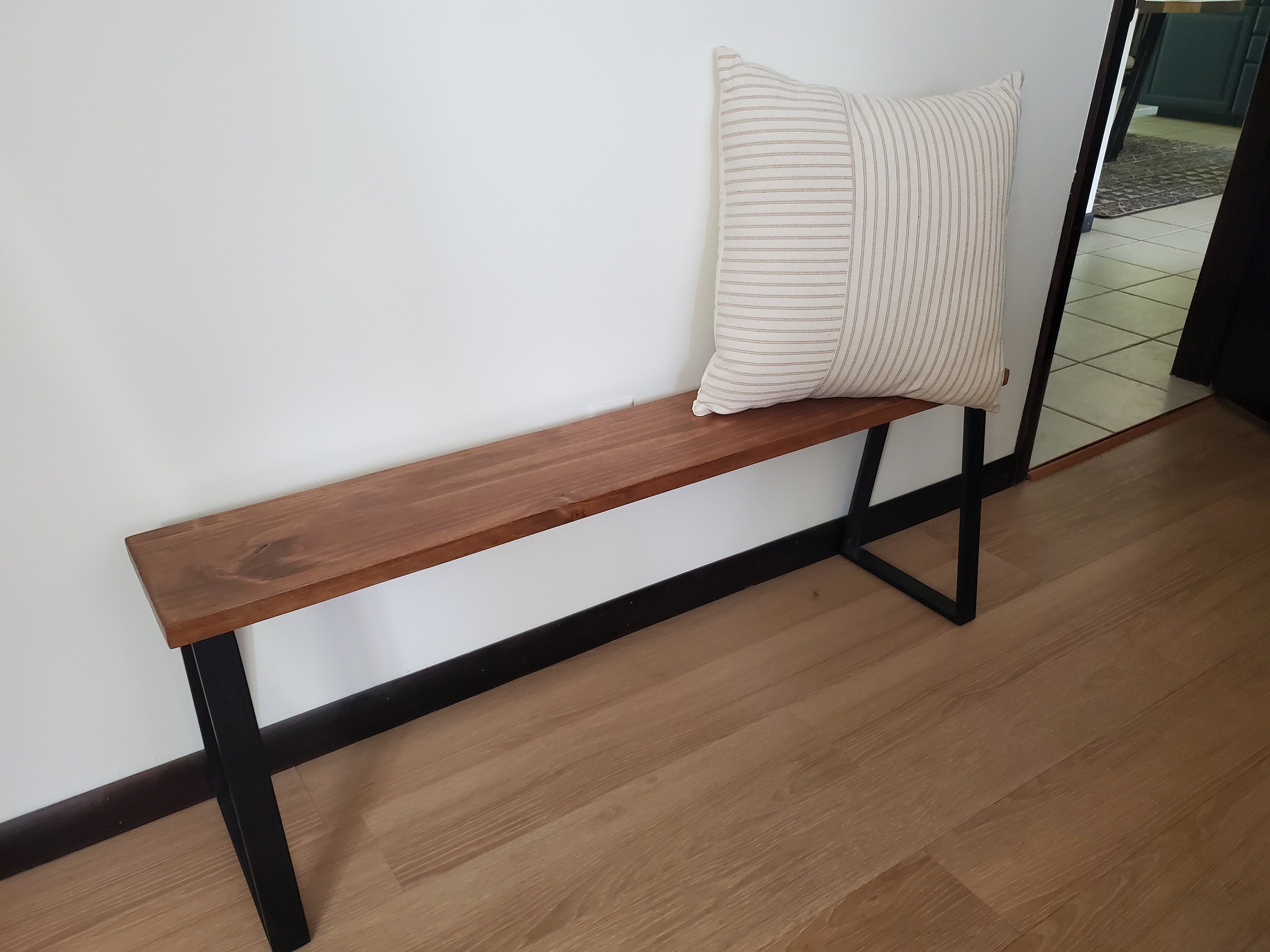 Shipping Included, Bench, Rustic Bench, Farmhouse Bench, Entryway Bench, Modern, Small Table, Butcher Block Style, Industrial Bench
