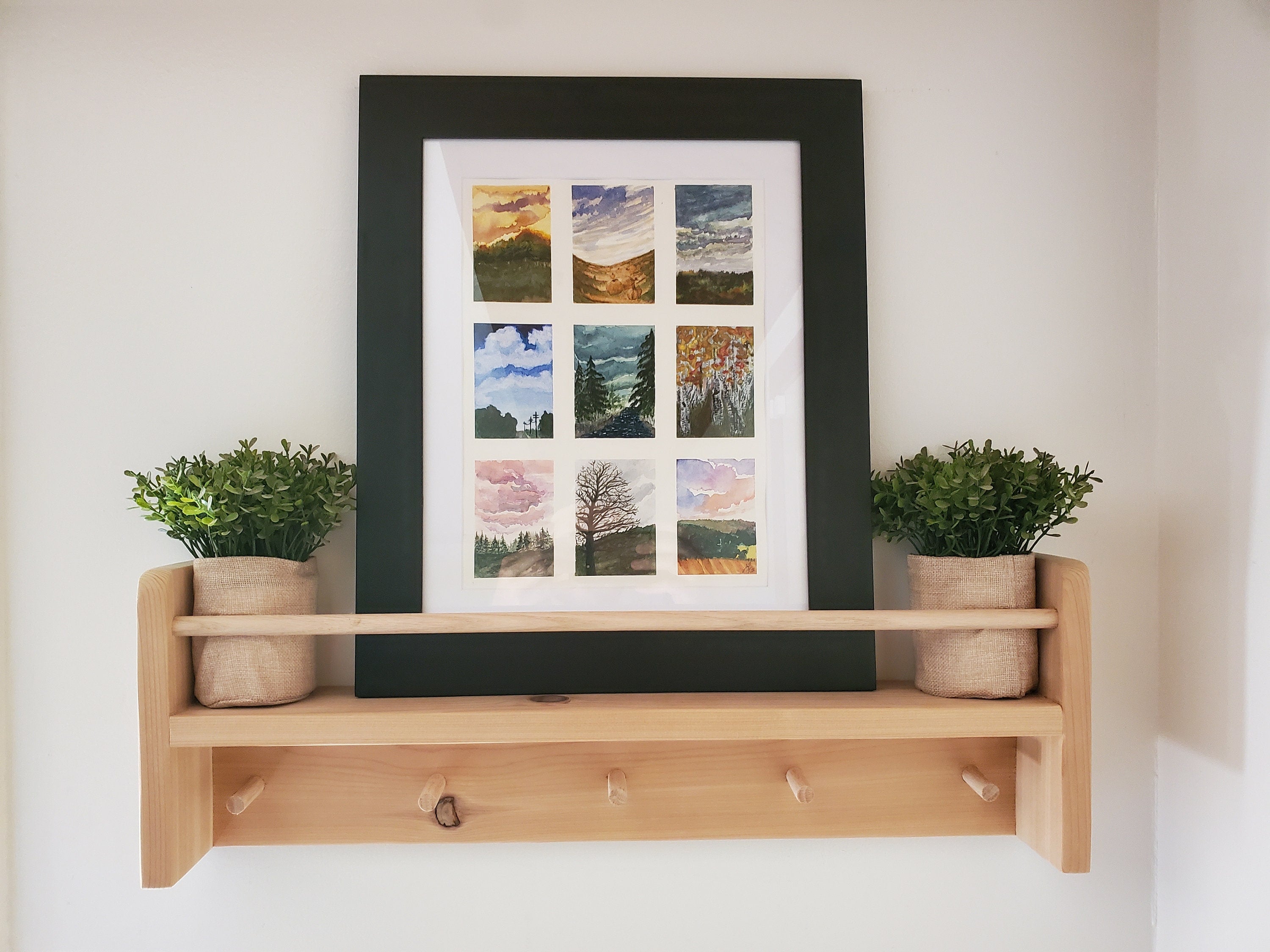 Shipping Included, Natural Cedar Combination Shelf (Custom Sizing Available), Nursery Cedar Combination Shelf, Playroom Shelf, Entryway Shelf, Cedar Decor
