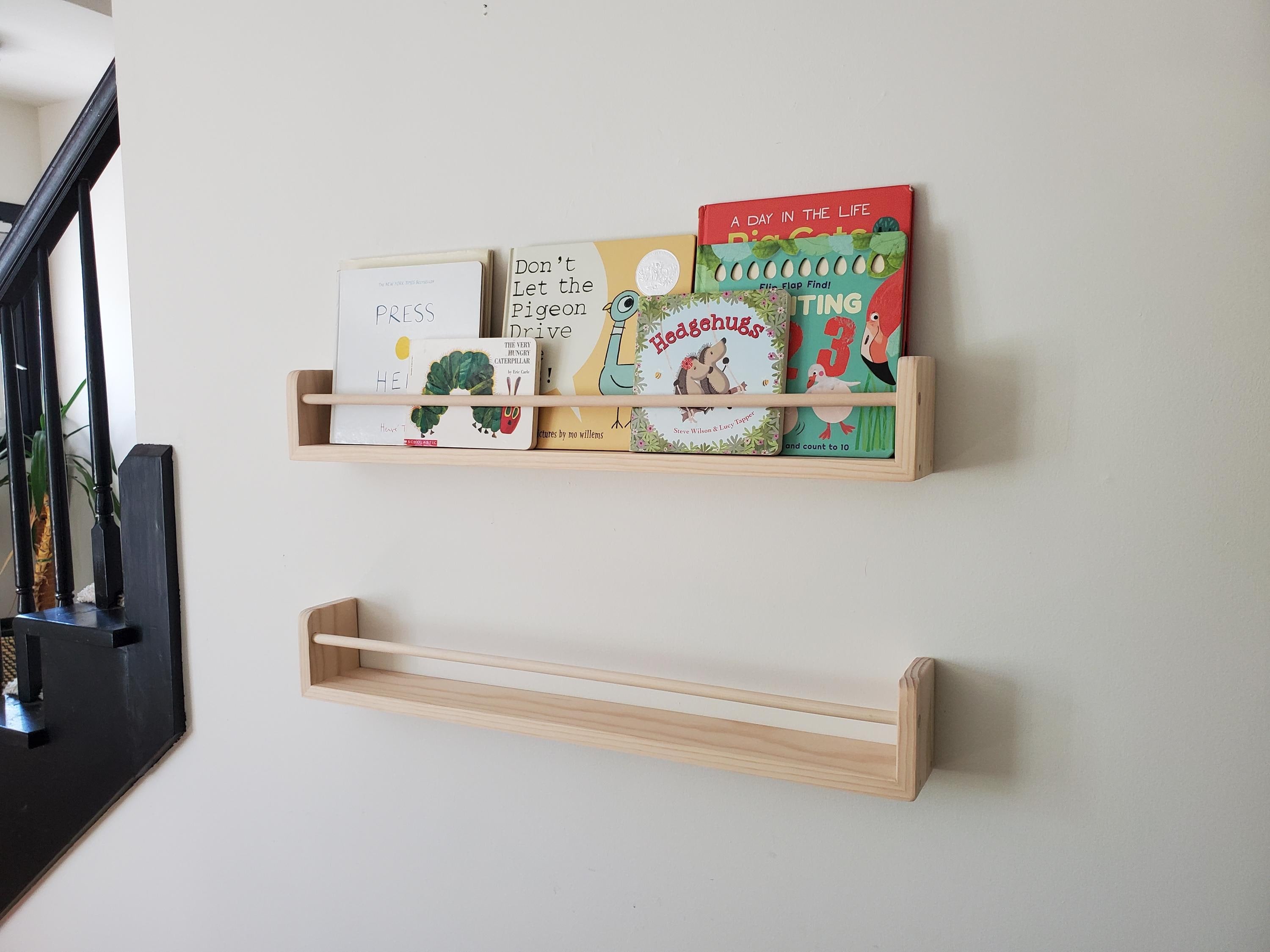 Shipping Included, 12"-48" Natural Pine Bookshelf, Custom Sizing Available, Nursery Decor, Kids Room, Living Room, Picture Shelves, Home Office