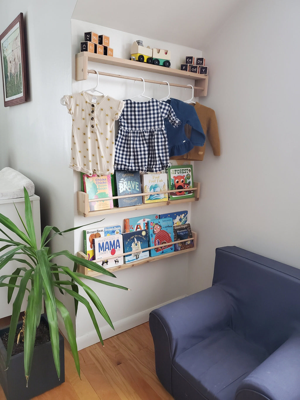 Shipping Included, Nursery Bookshelf Natural Cedar "Flip-able" Shelves(Custom Sizing Available) Small Space Shelf