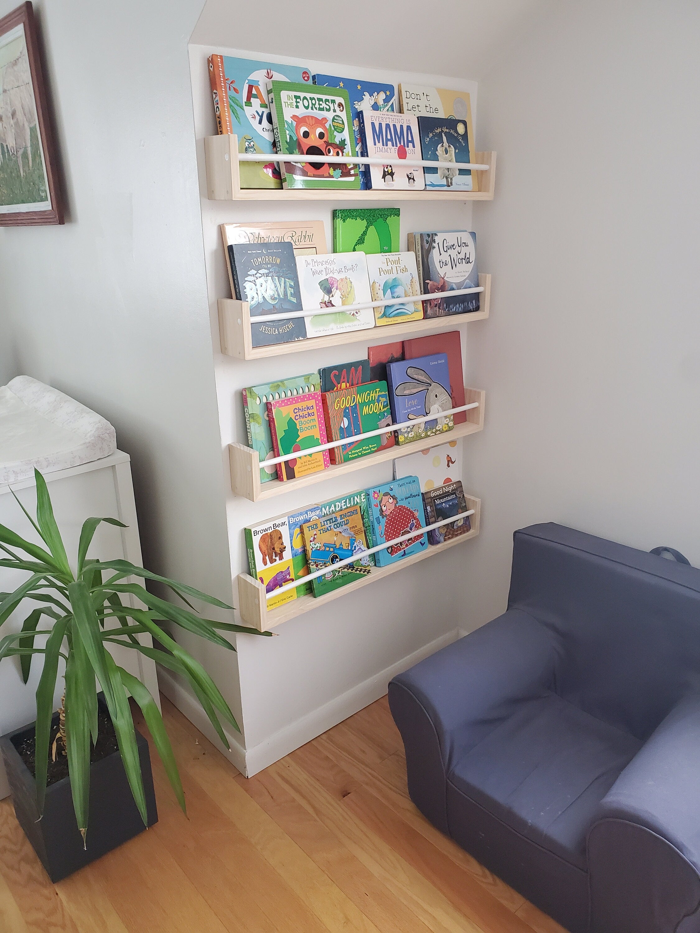 Shipping Included, Natural Pine and Painted Bar, "Waterfall" Corner Joints, Nursery Decor, Custom Sizing Available, Modern, Joinery