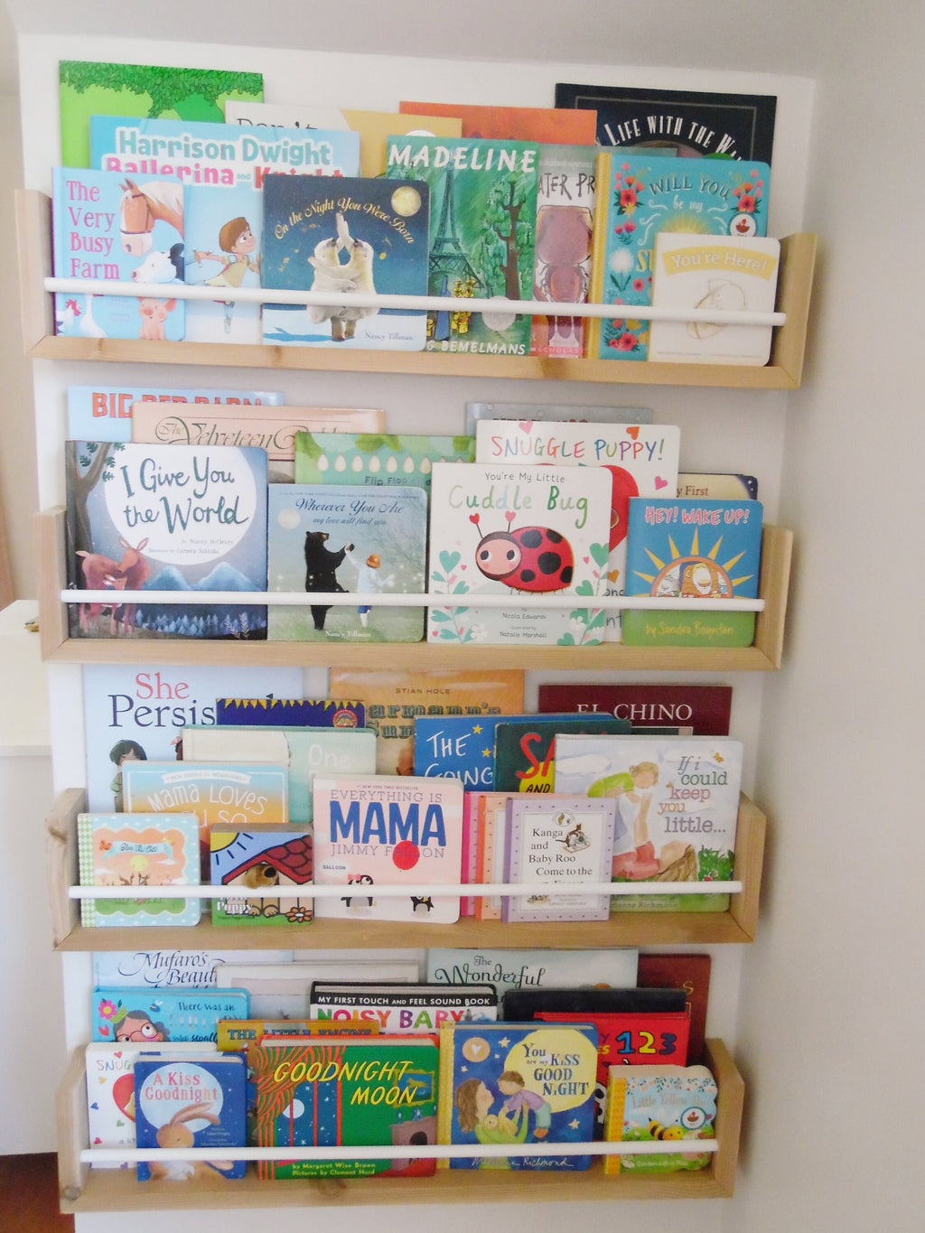 Shipping Included, Nursery Bookshelf Natural Cedar and White Bar (Custom Sizing Available) Small Space Shelf, Joinery