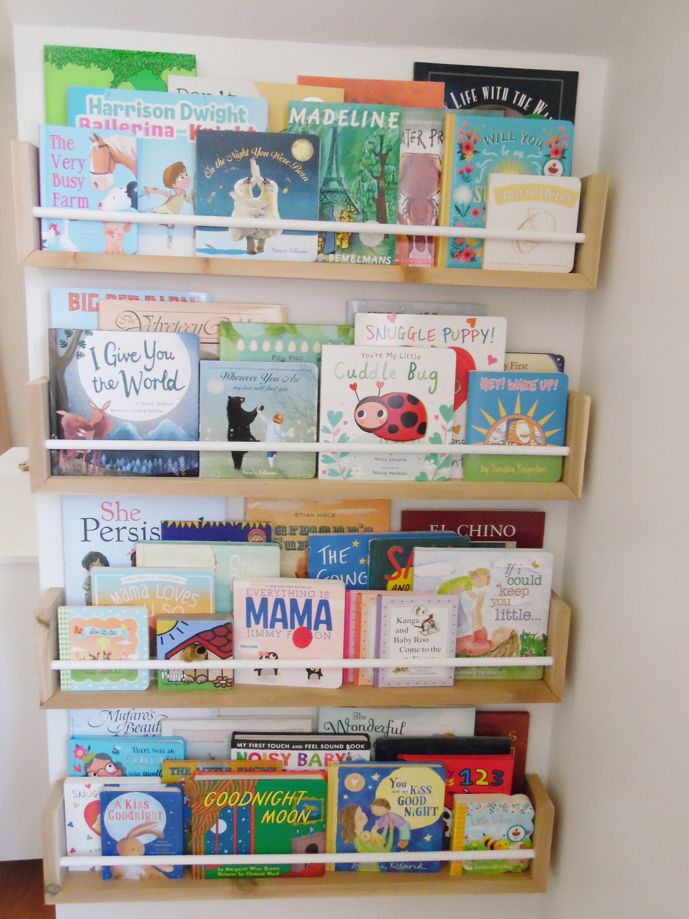 Shipping Included, Nursery Bookshelf Natural Cedar and White Bar (Custom Sizing Available) Small Space Shelf, Joinery
