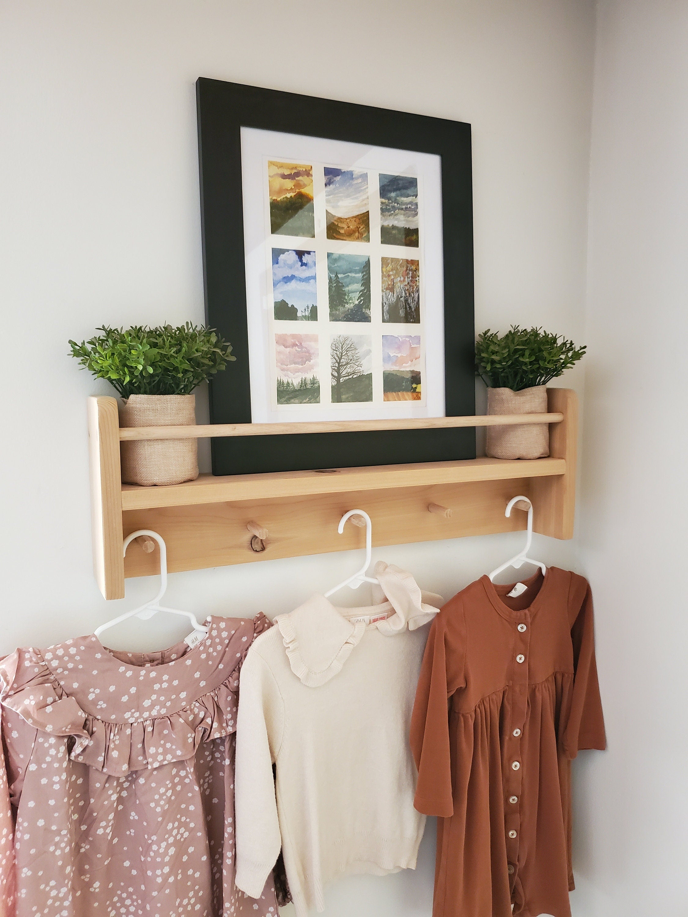 Shipping Included, Natural Cedar Combination Shelf (Custom Sizing Available), Nursery Cedar Combination Shelf, Playroom Shelf, Entryway Shelf, Cedar Decor