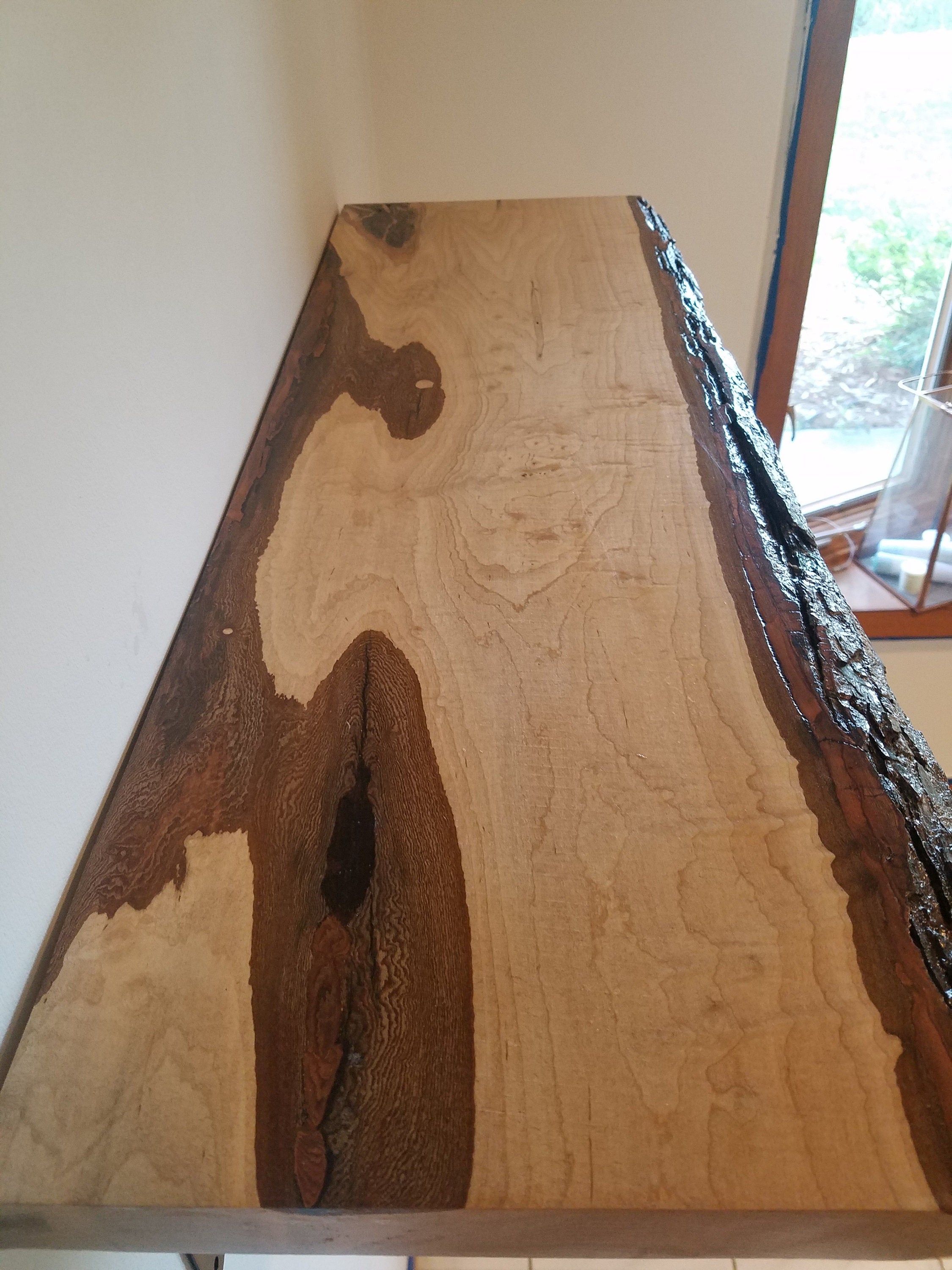 Shipping Included, Hard Maple, Small Space, Live Edge Shelf, Kitchen, Cabin